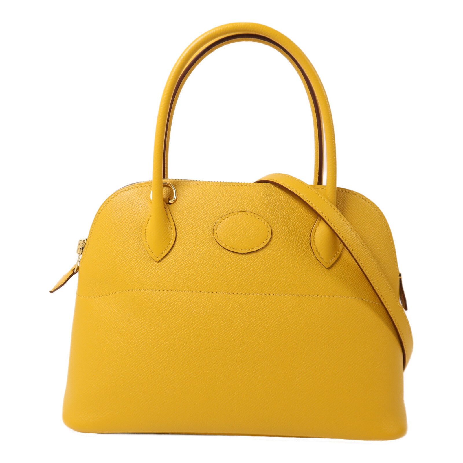 HERMES Epsom皮革Bolide 27手挽肩背兩用袋Jaune Ambre