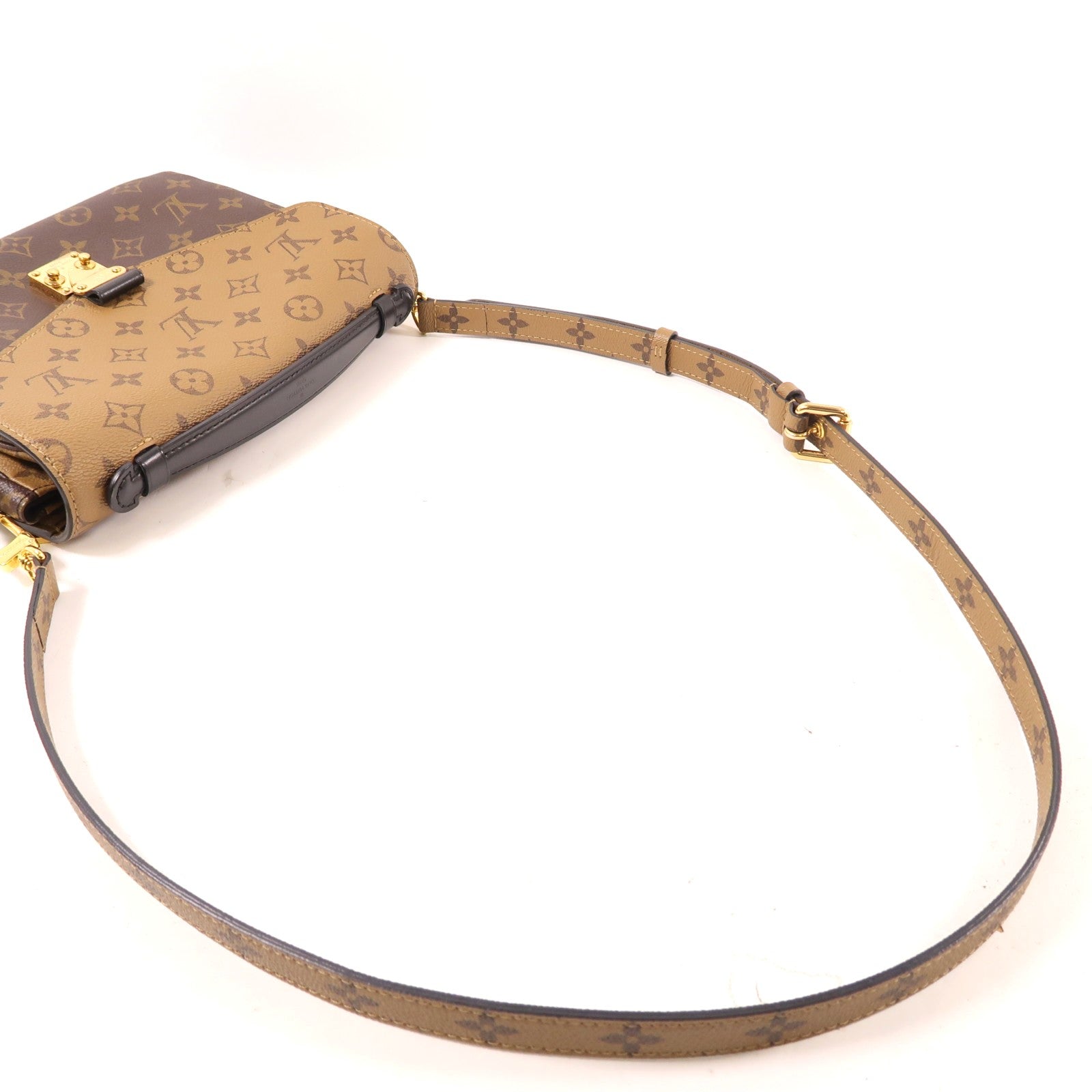 LOUIS VUITTON Monogram Reverse Pochette Metis金扣手挽肩背兩用袋棕色