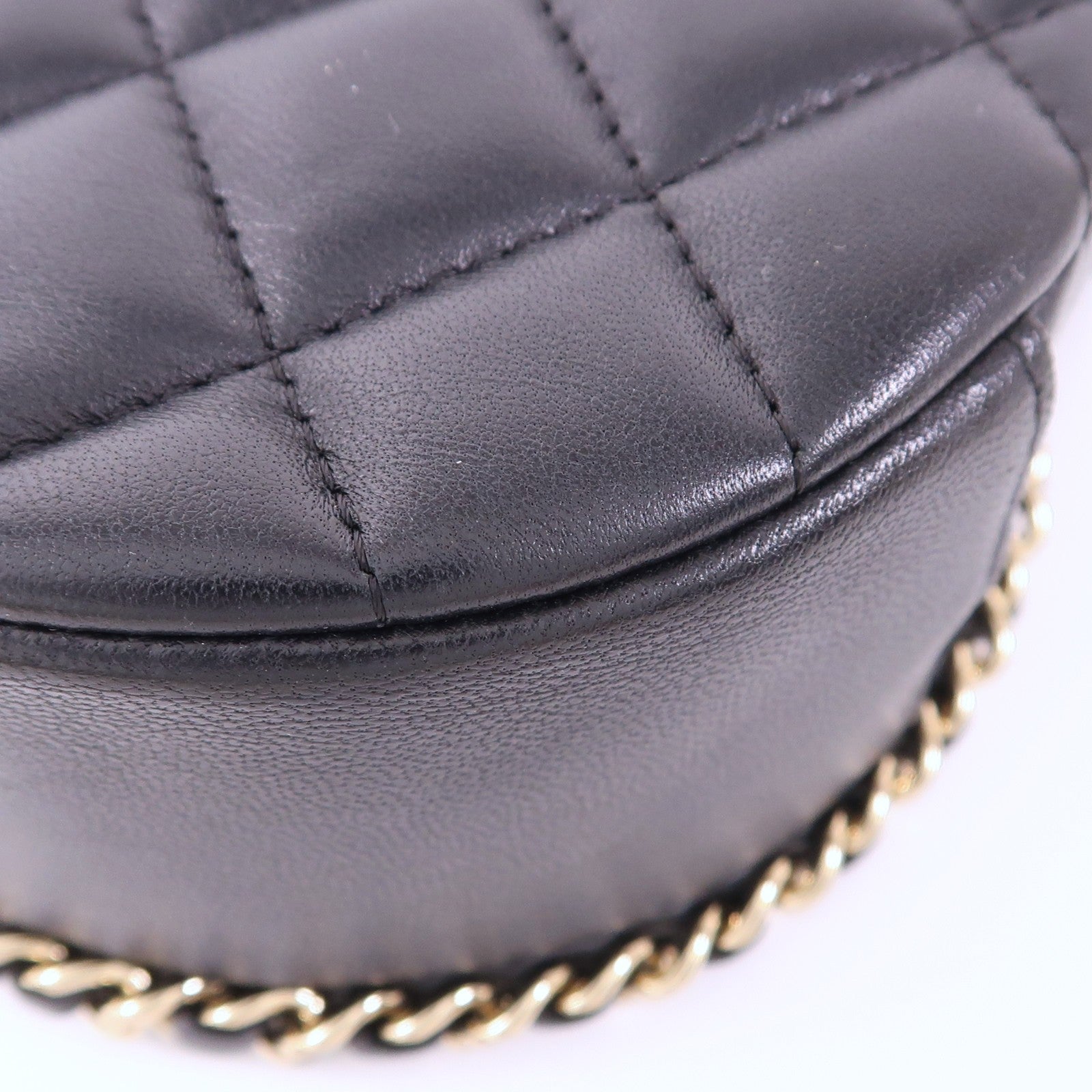 CHANEL CC GHW Chain Shoulder Bag Lambskin Leather Black