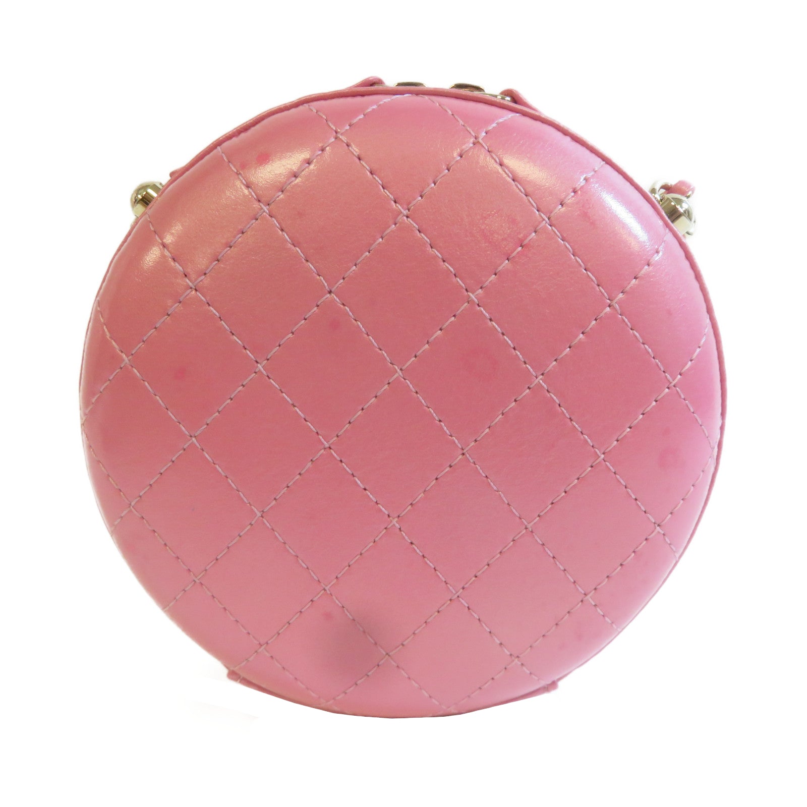 CHANEL **【激減優惠】菱格牛皮皮革Chain Shoulder金扣鏈帶肩背袋粉紅色