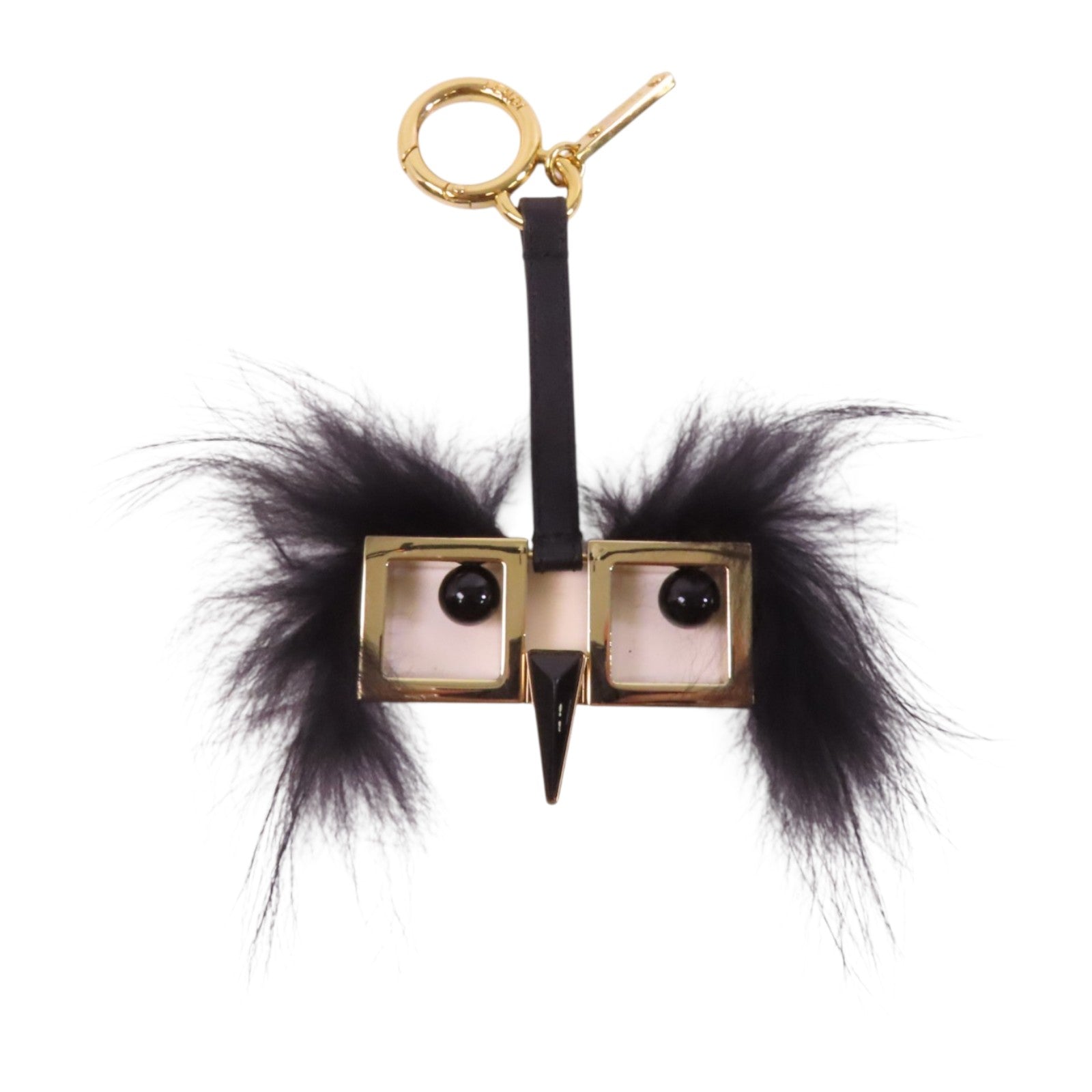 FENDI 金屬/狐狸毛Key Chain銀扣掛飾