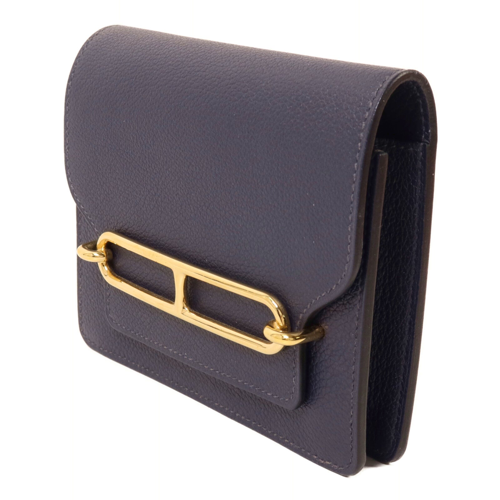 HERMES Evercolor皮革Roulis Slim Wallet錢包Bleu Nuit
