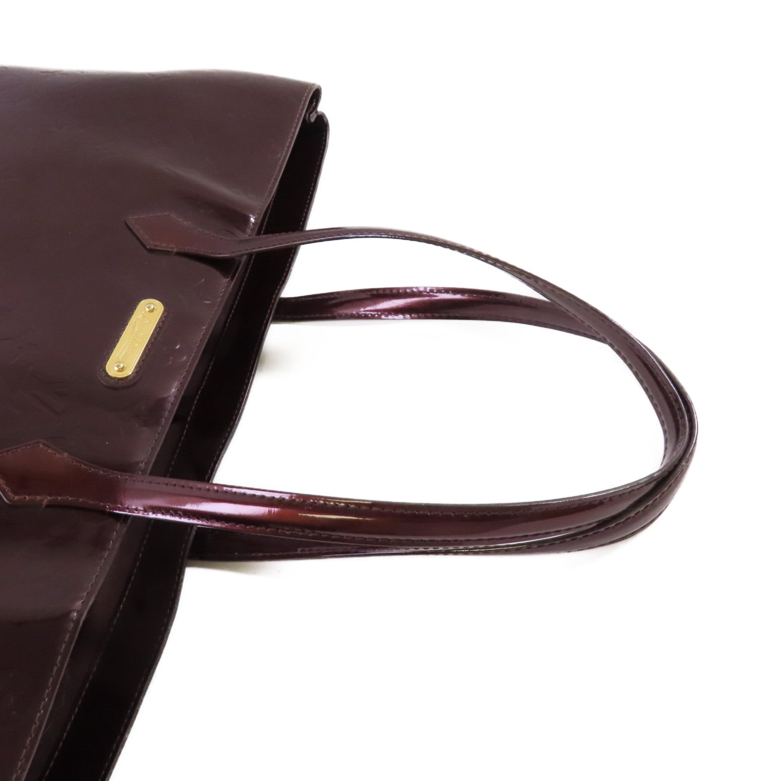 LOUIS VUITTON 【激減優惠】Monogram Vernis Wilshire GM Hand Bag金扣手挽袋酒紅色