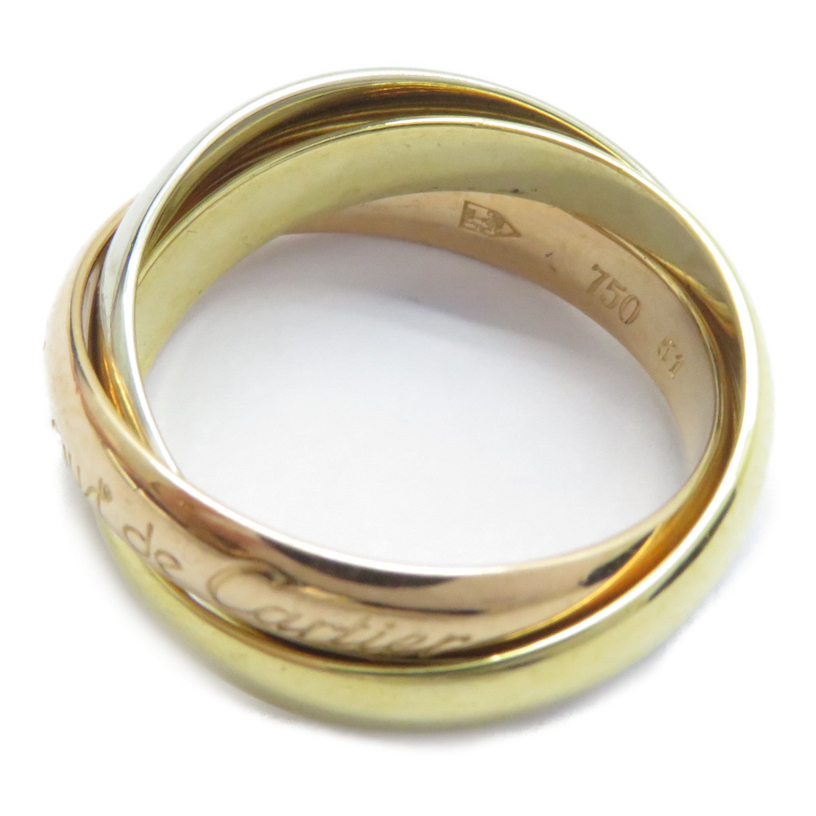 CARTIER 【激減優惠】18K黃金/白金/玫瑰金Trinity戒指Cartier#51/US#6