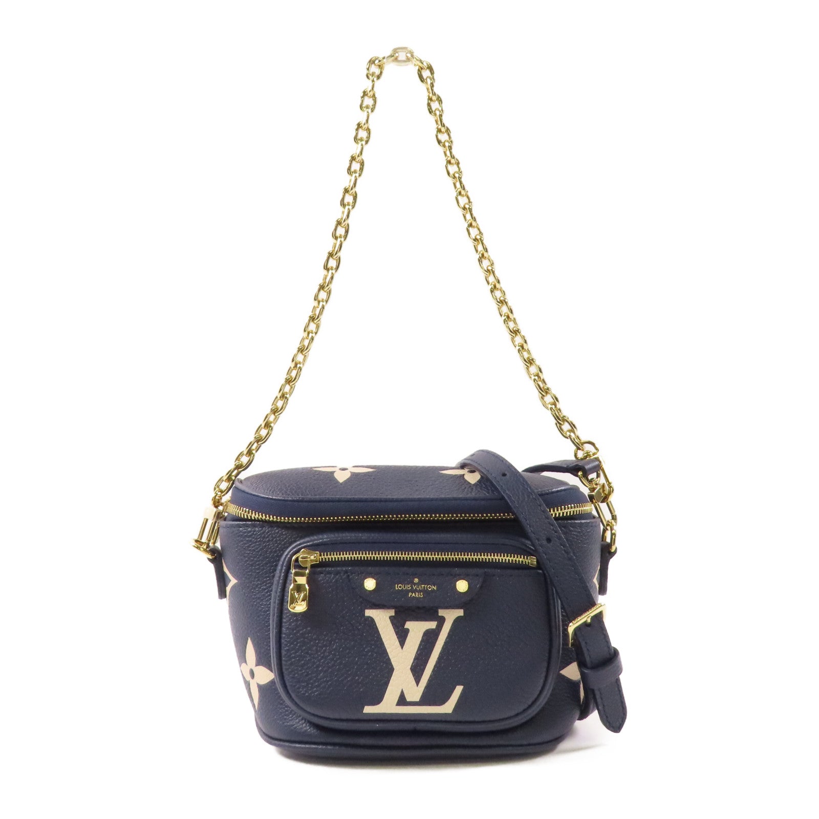LOUIS VUITTON Monogram Empreinte Mini Bumbag金扣手挽肩背兩用袋