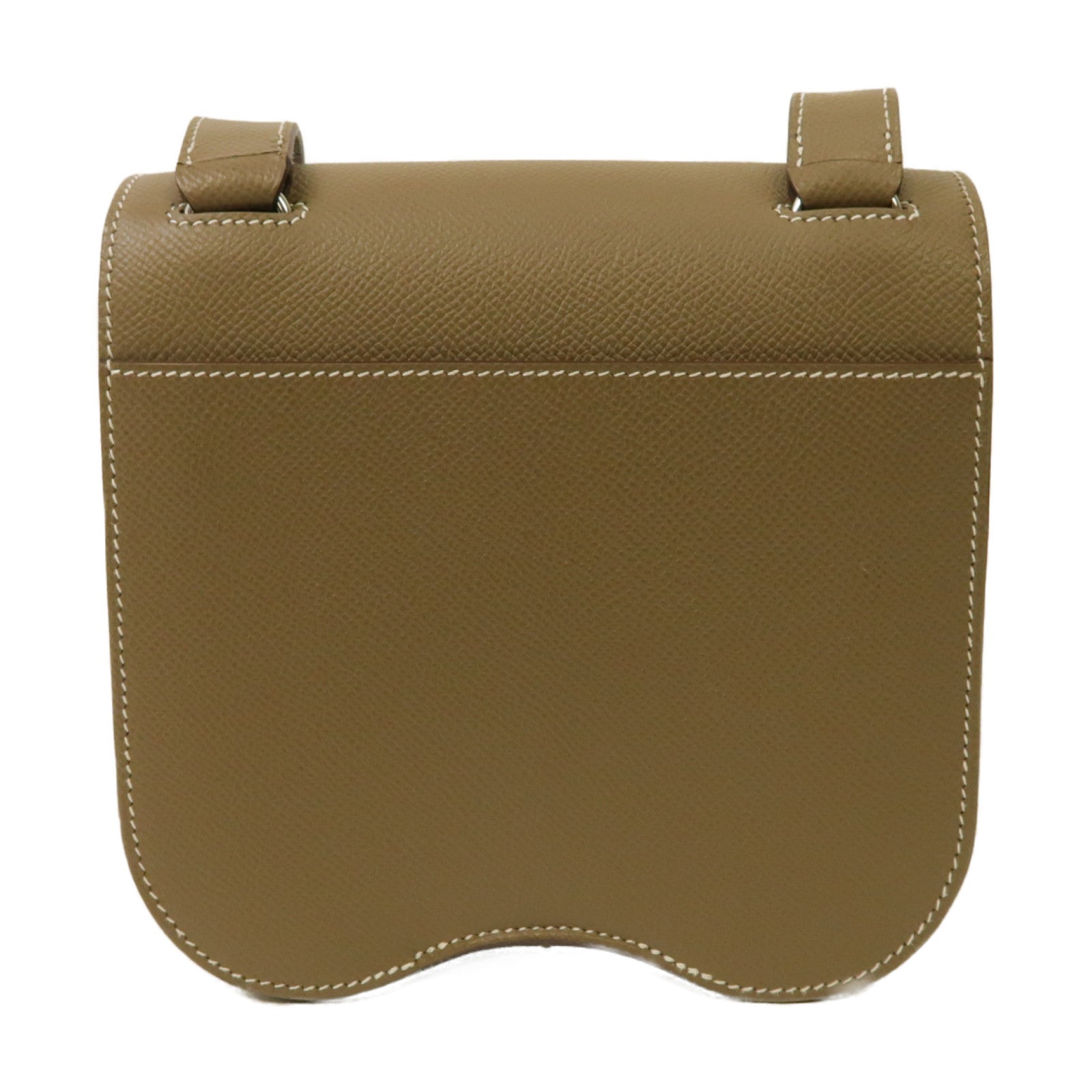 HERMES Epsom皮革Della Cavalleria Mini銀扣肩背袋經典駝色