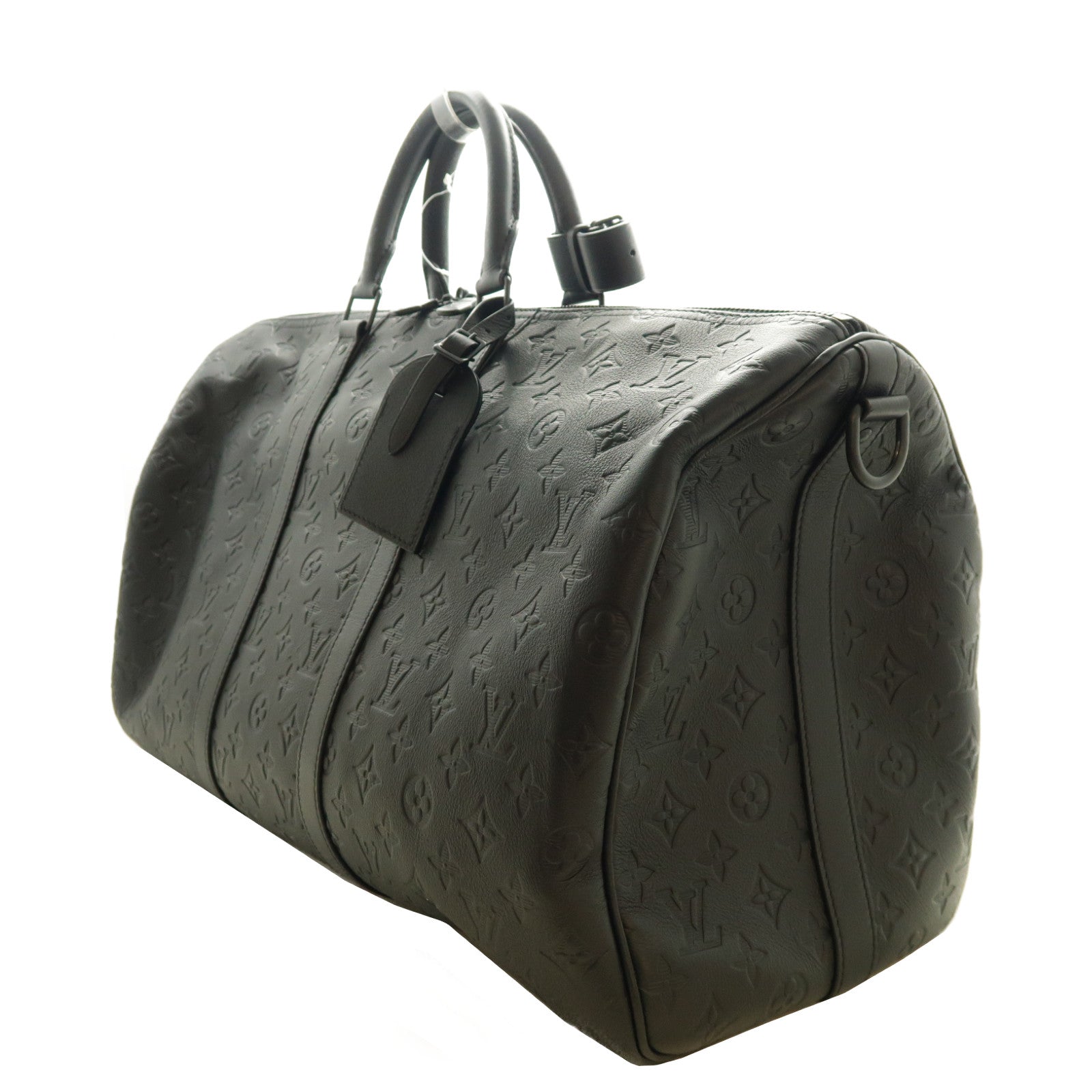 LOUIS VUITTON Monogram Shadow Keepall Bandouliere 50波士頓包黑色