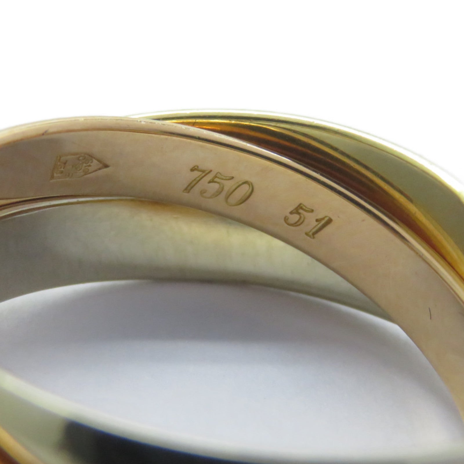 CARTIER 18K黃金/白金/玫瑰金Les Must De Trinity戒指Cartier#51/US#6