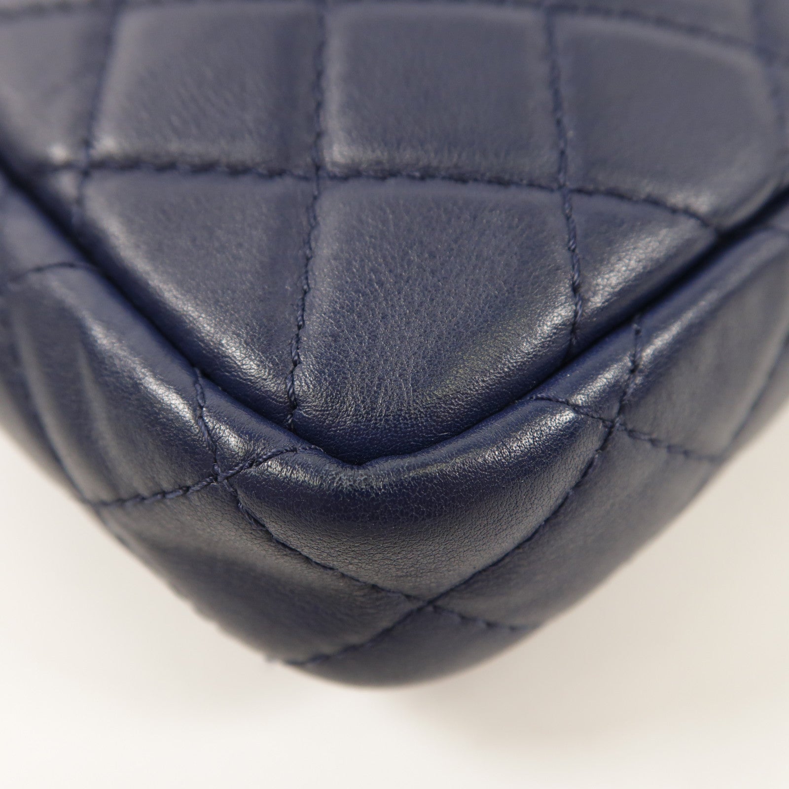 CHANEL CC SHW Chain Shoulder Bag Lambskin Leather Navy