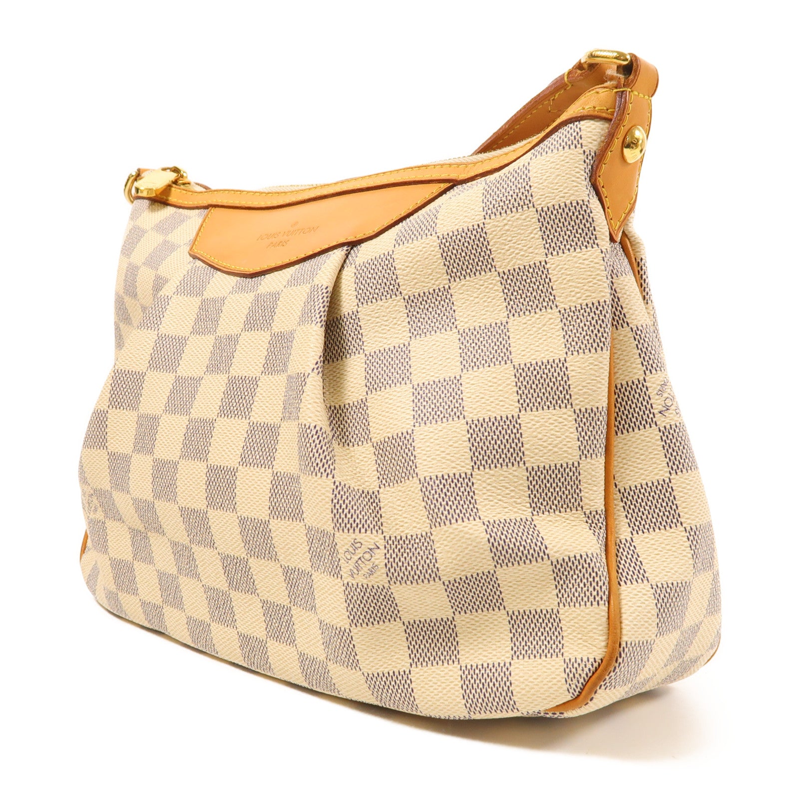 LOUIS VUITTON Damier Azur Siracusa PM金扣肩背袋