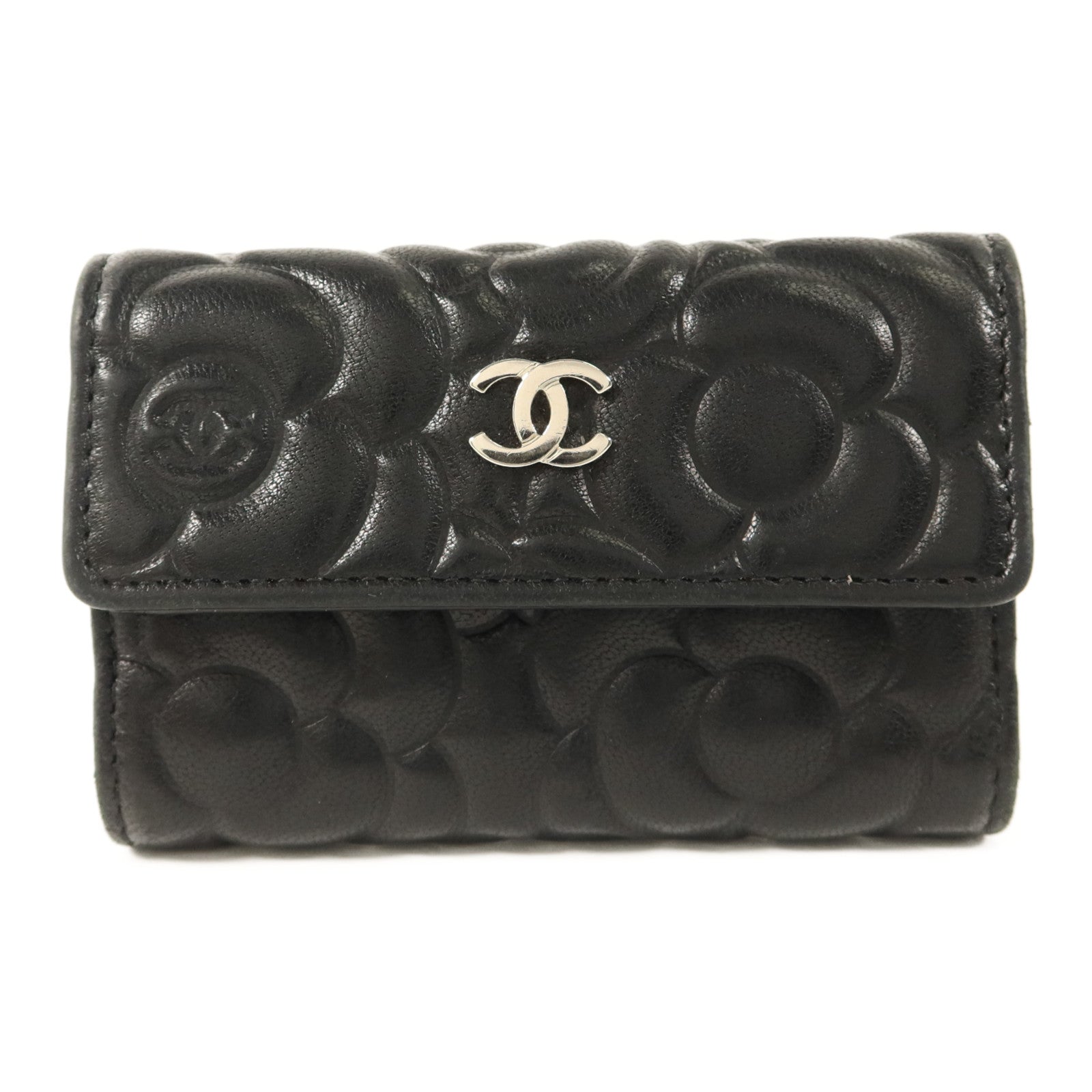 CHANEL 牛皮皮革Camellia Embossed Key Pouch鎖匙包