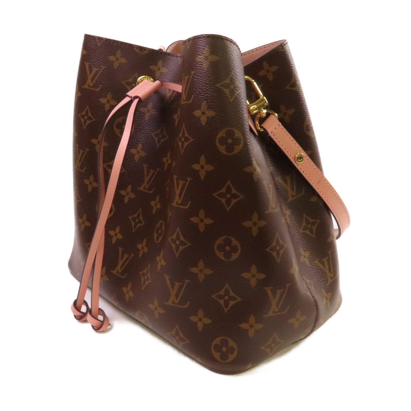 LOUIS VUITTON Monogram NeoNoe MM Shoulder Bag金扣肩背袋啡色/粉紅色