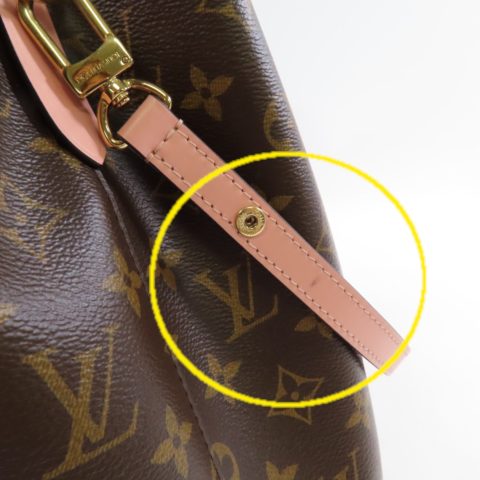 LOUIS VUITTON Monogram NeoNoe MM Shoulder Bag金扣肩背袋啡色/粉紅色