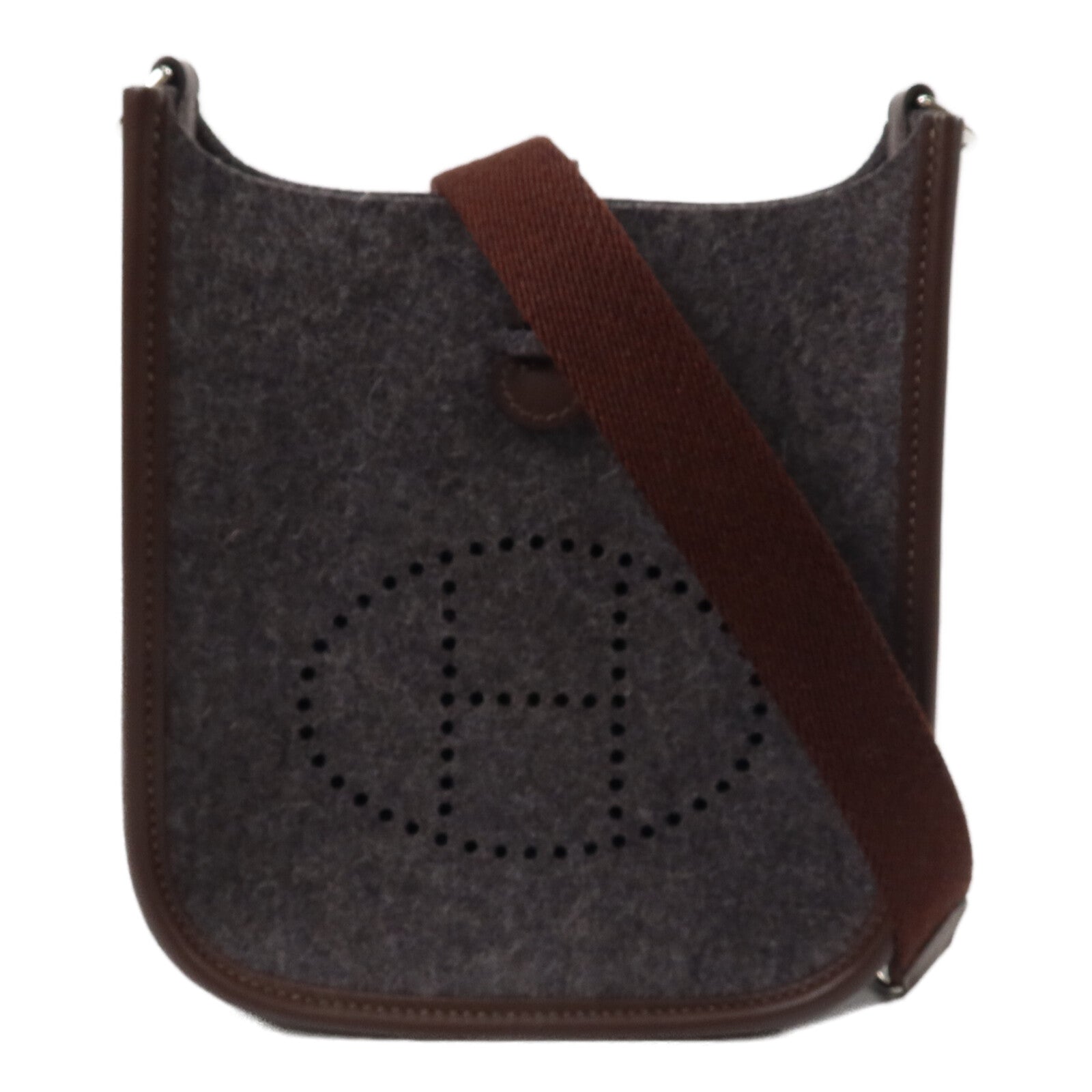 HERMES 羊毛/Swift皮革Evelyne TPM肩背袋Gris Moyen/Havane