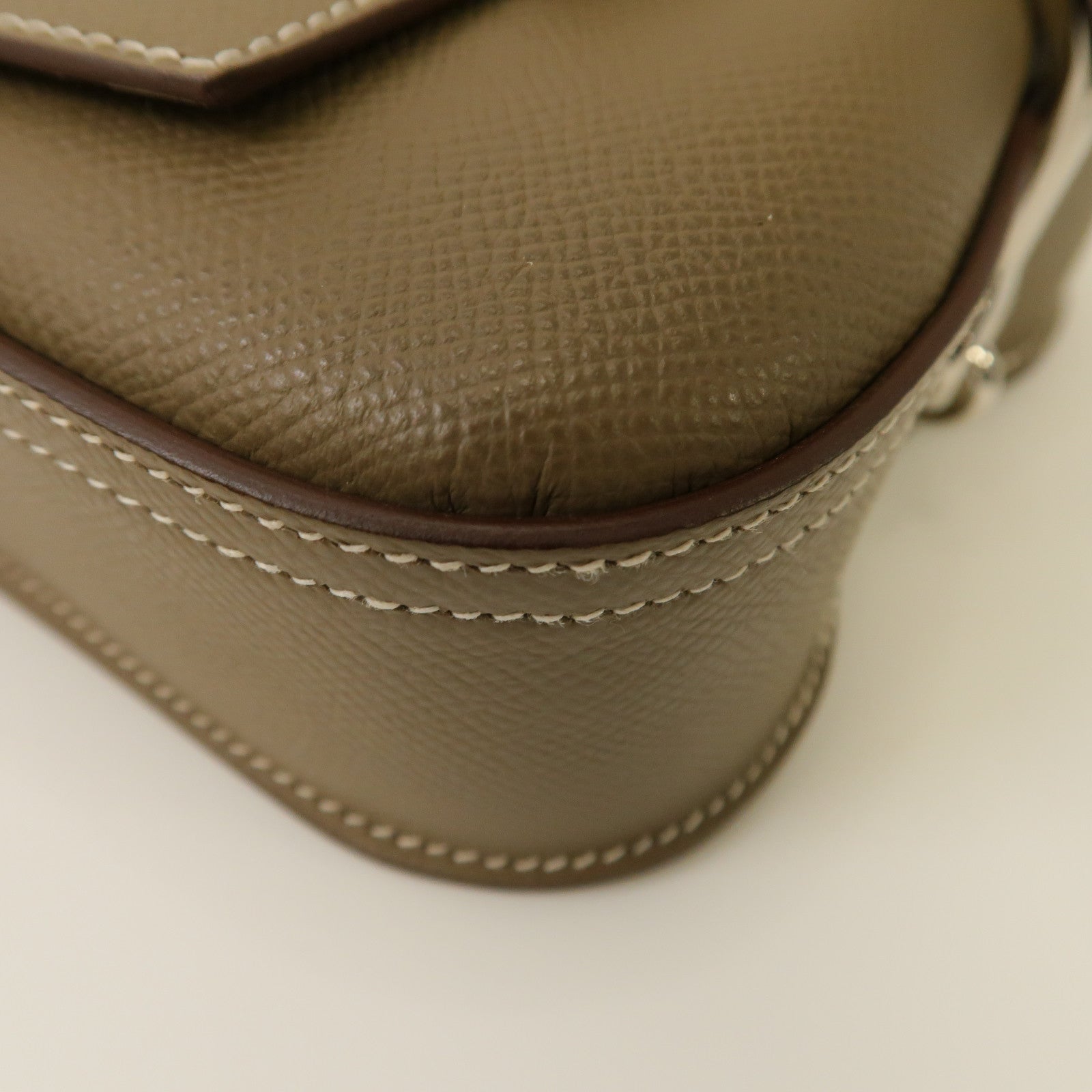 HERMES Epsom皮革Della Cavalleria Mini銀扣肩背袋經典駝色