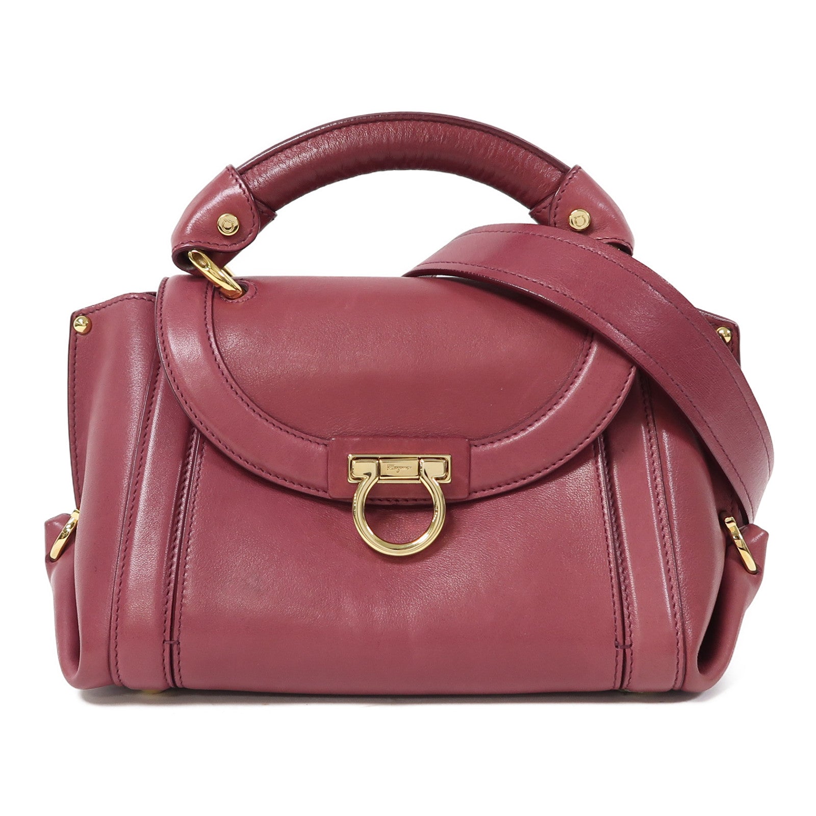 Salvatore Ferragamo 牛皮皮革2 Way Shoulder金扣手挽肩背兩用袋粉紅色