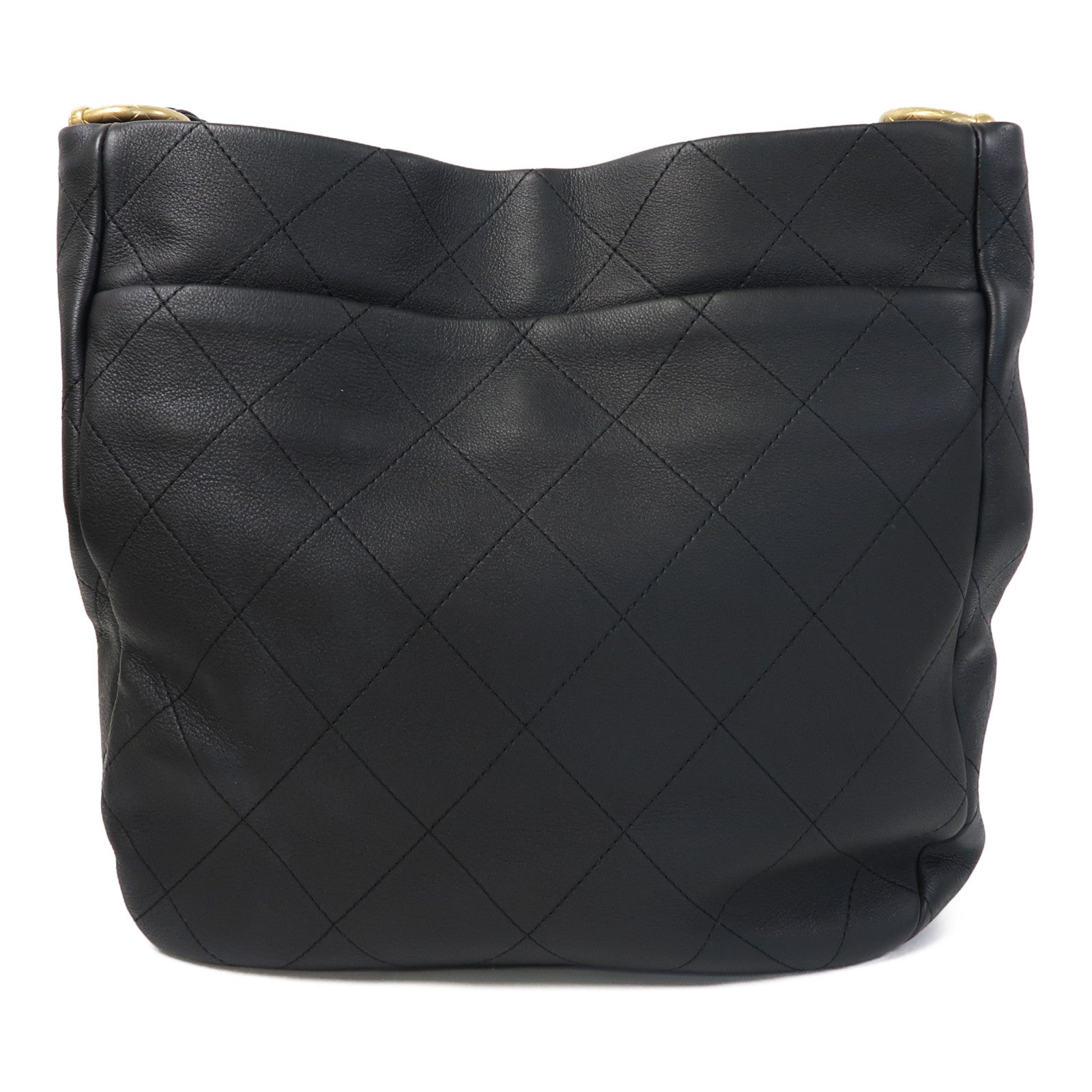 CHANEL 菱格牛皮皮革Chain Shoulder金扣肩背袋黑色
