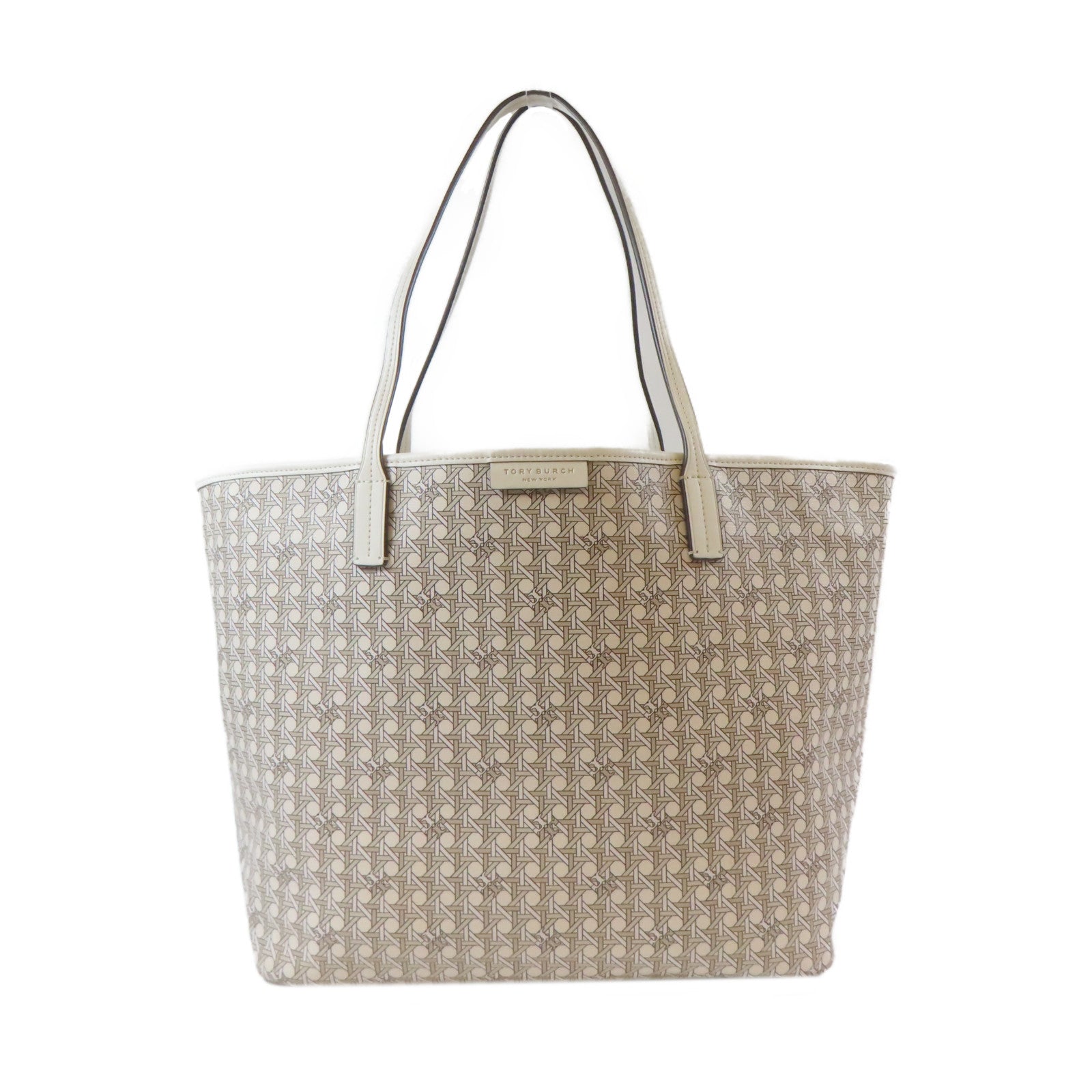 Tory Burch 塗層帆布Tote Bag金扣手挽袋米色