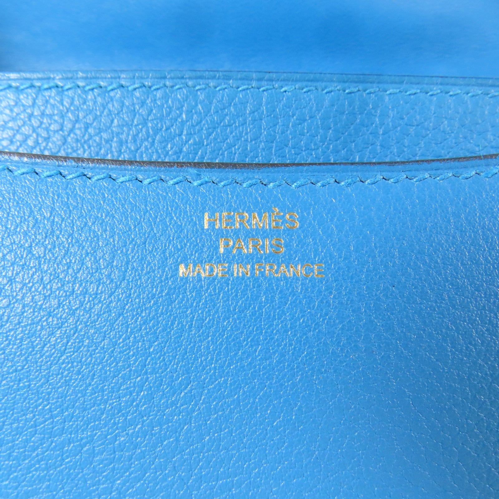 HERMES 【激減優惠】Evercolor皮革Constance Mini金扣肩背袋藍色