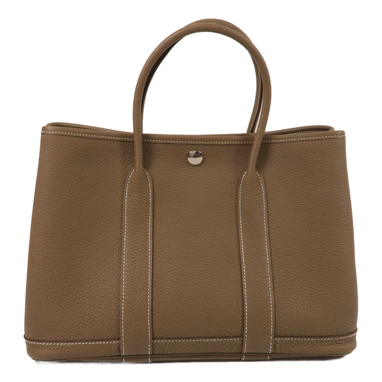HERMES Negonda皮革Garden Party TPM手挽袋Etoupe