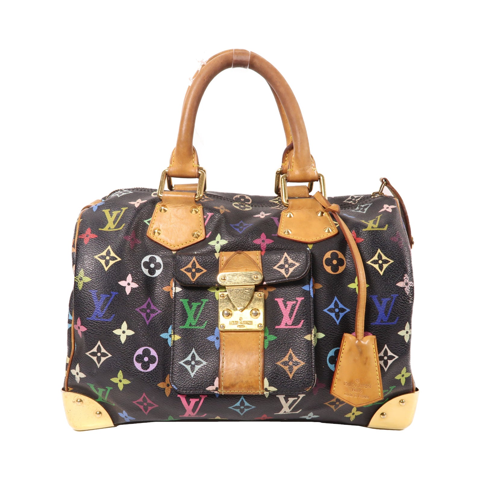 LOUIS VUITTON Monogram Multicolore Speedy 30金扣手挽袋黑色