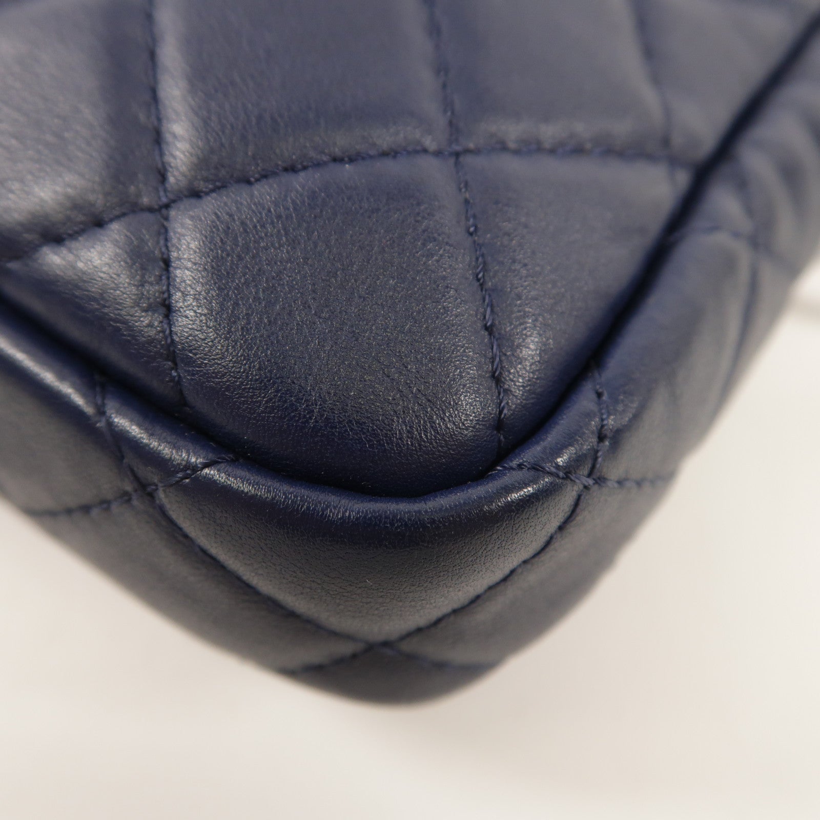 CHANEL CC SHW Chain Shoulder Bag Lambskin Leather Navy