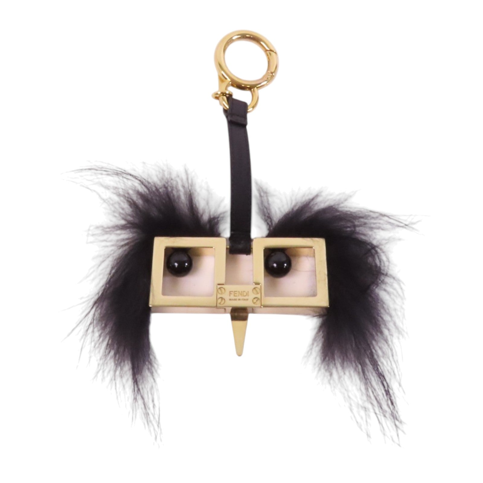 FENDI 金屬/狐狸毛Key Chain銀扣掛飾