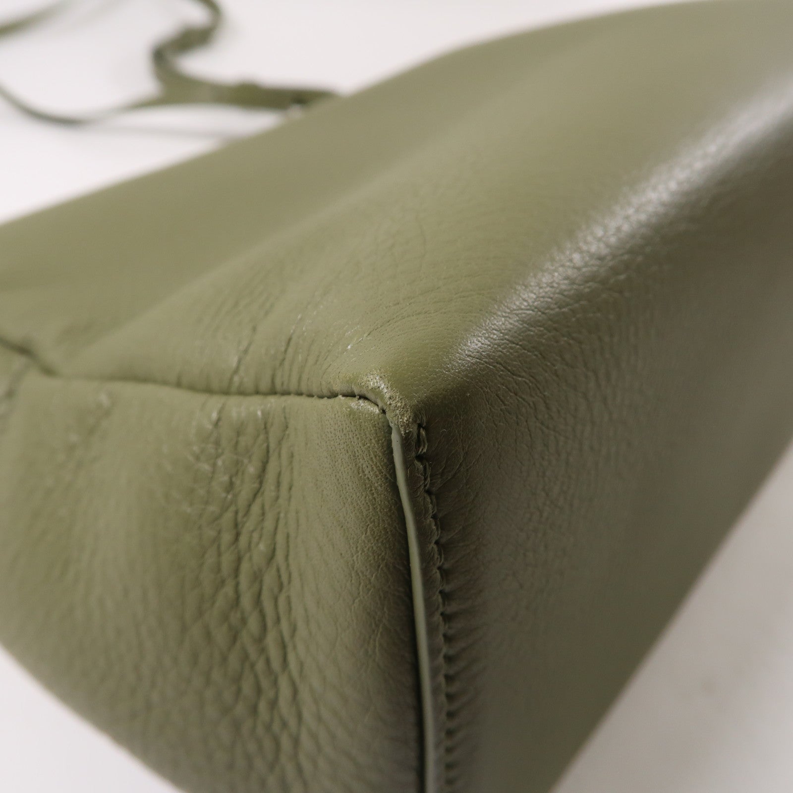 Loro Piana 皮革Extra Bag銀扣手挽肩背兩用袋綠色