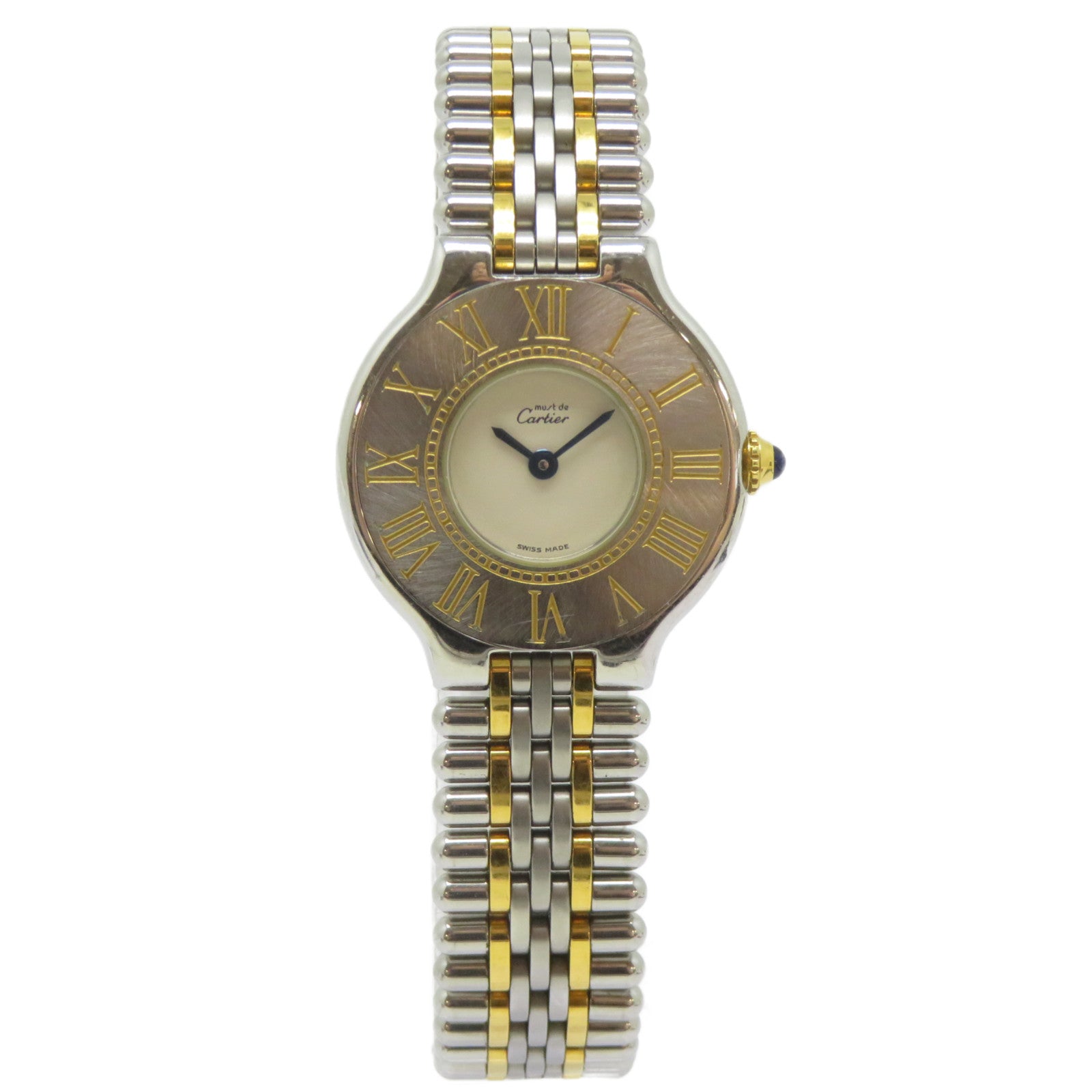 CARTIER Must De Cartier 21不鏽鋼手錶石英機芯白色