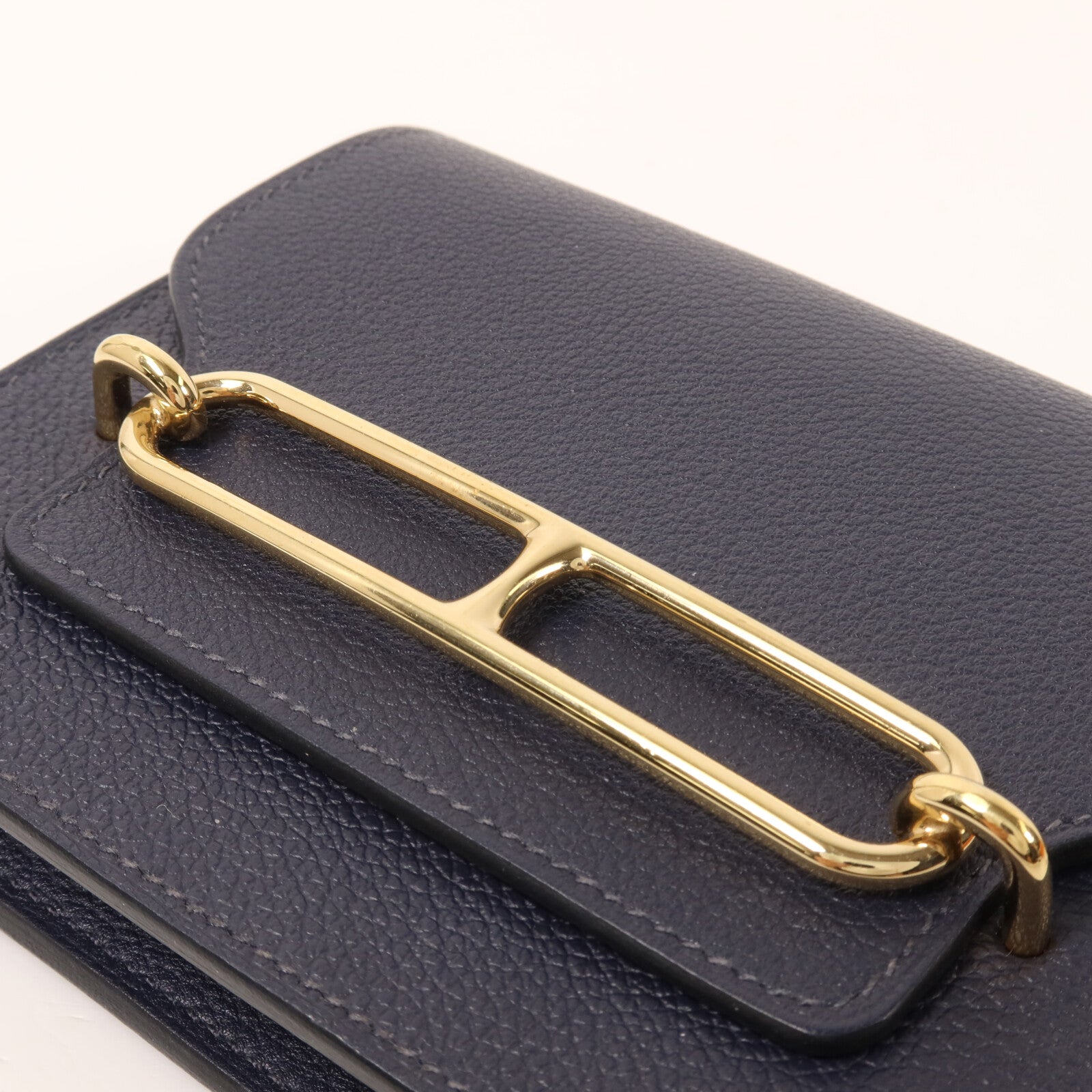HERMES Evercolor皮革Roulis Slim Wallet錢包Bleu Nuit