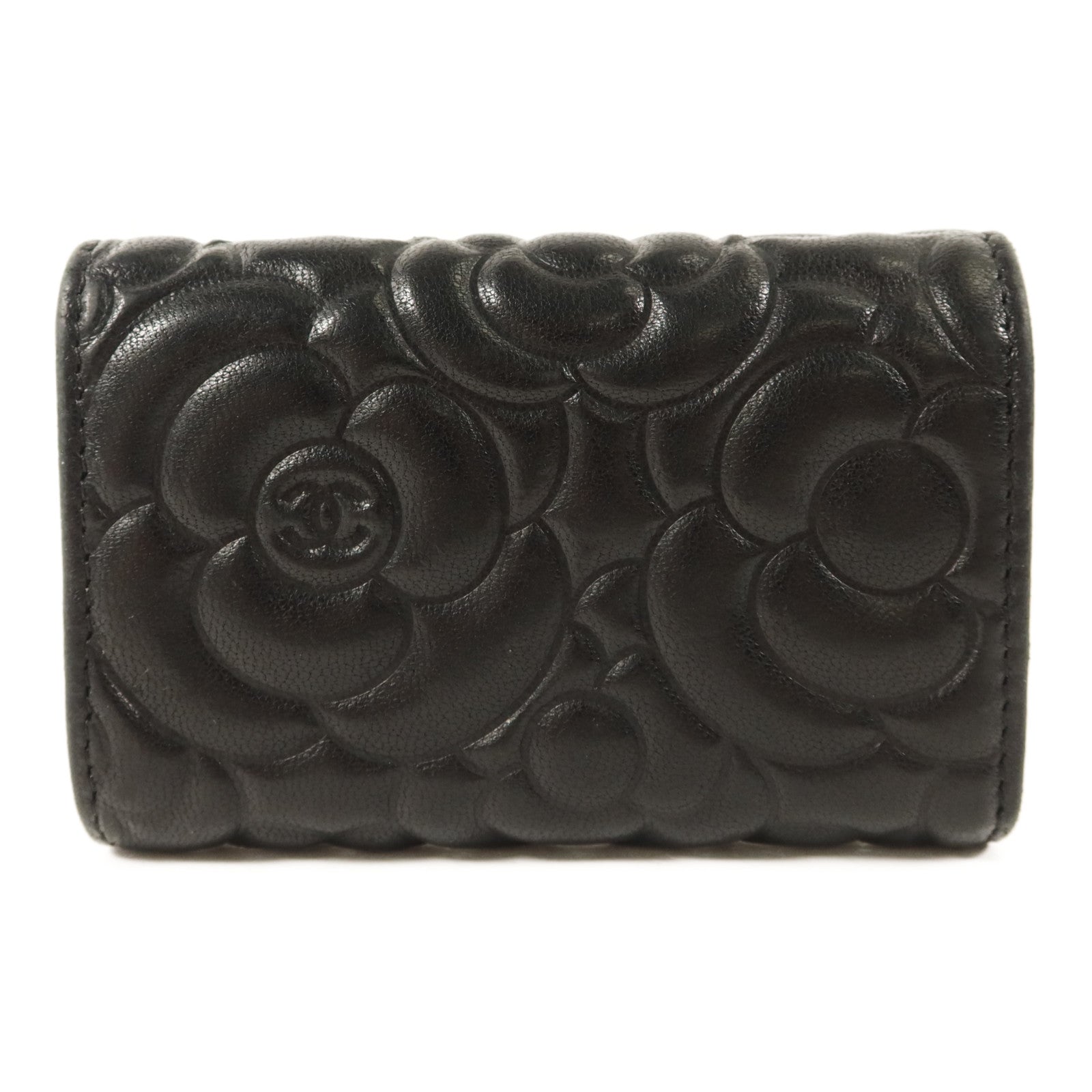 CHANEL 牛皮皮革Camellia Embossed Key Pouch鎖匙包
