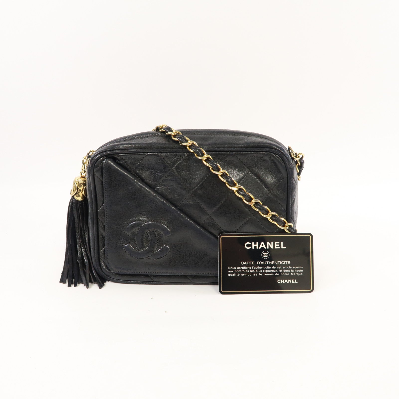 CHANEL 【激減優惠】菱格羊皮皮革Chain Shoulder金扣鏈帶肩背袋黑色
