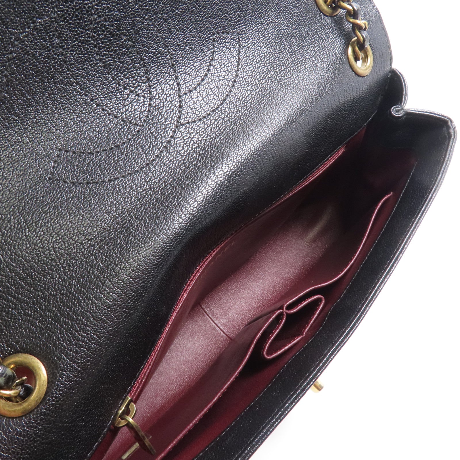 CHANEL CC Diagonal Quilted Flap Shoulder Bag A93231 Calfskin Leather Black