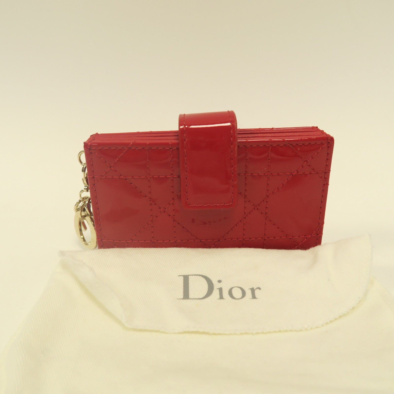 Dior 【激減優惠】漆皮皮革Card Case金扣卡片套紅色