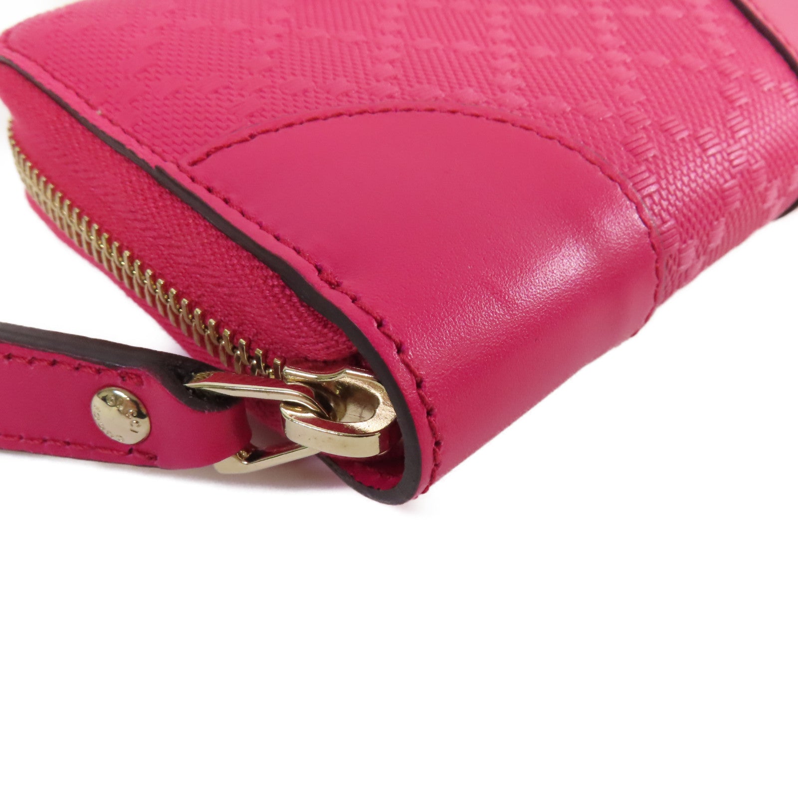 GUCCI 【激減優惠】塗層帆布Round Small Purse金扣拉鏈短錢包粉紅色