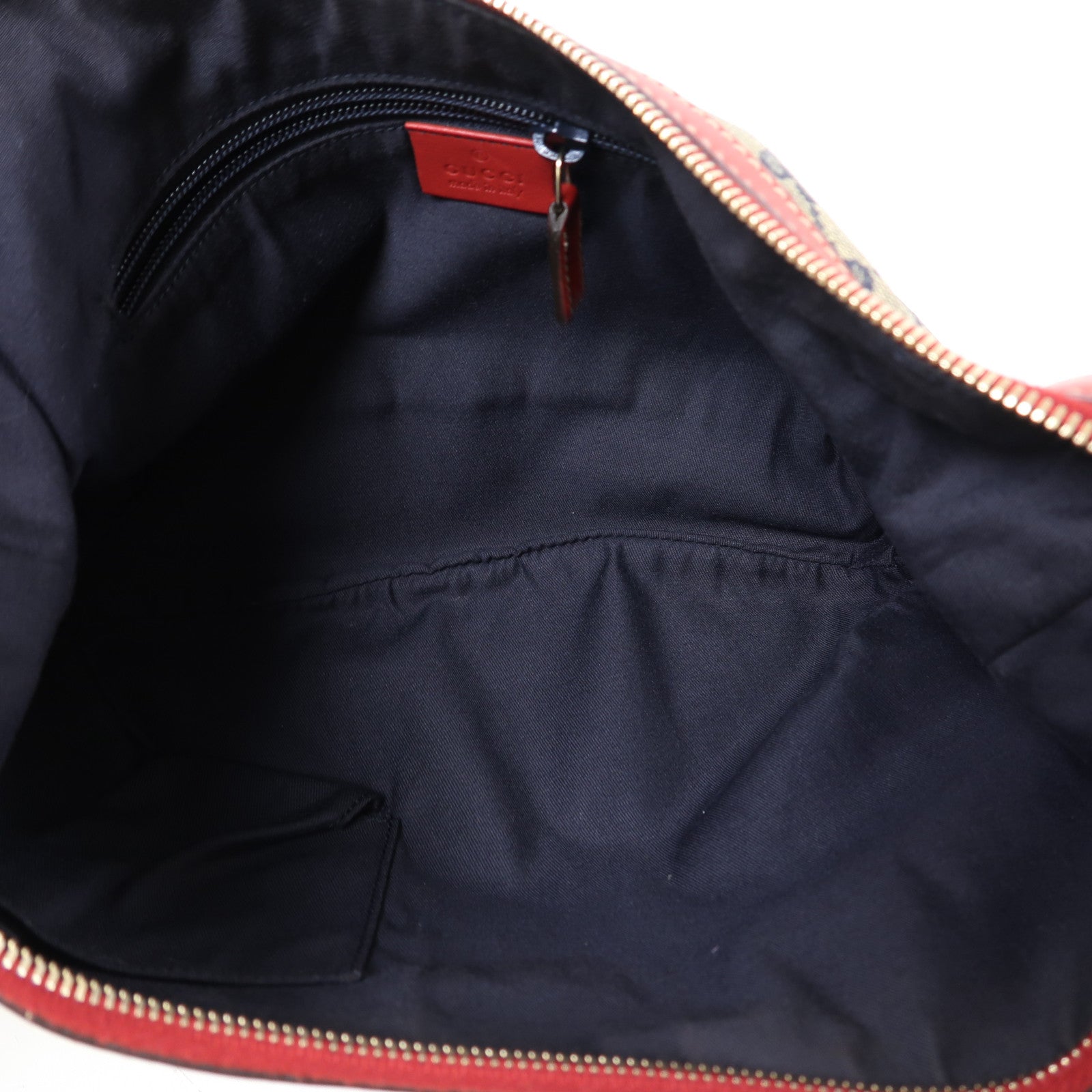 GUCCI 塗層帆布Shoulder Bag金扣肩背袋紅色/藍色