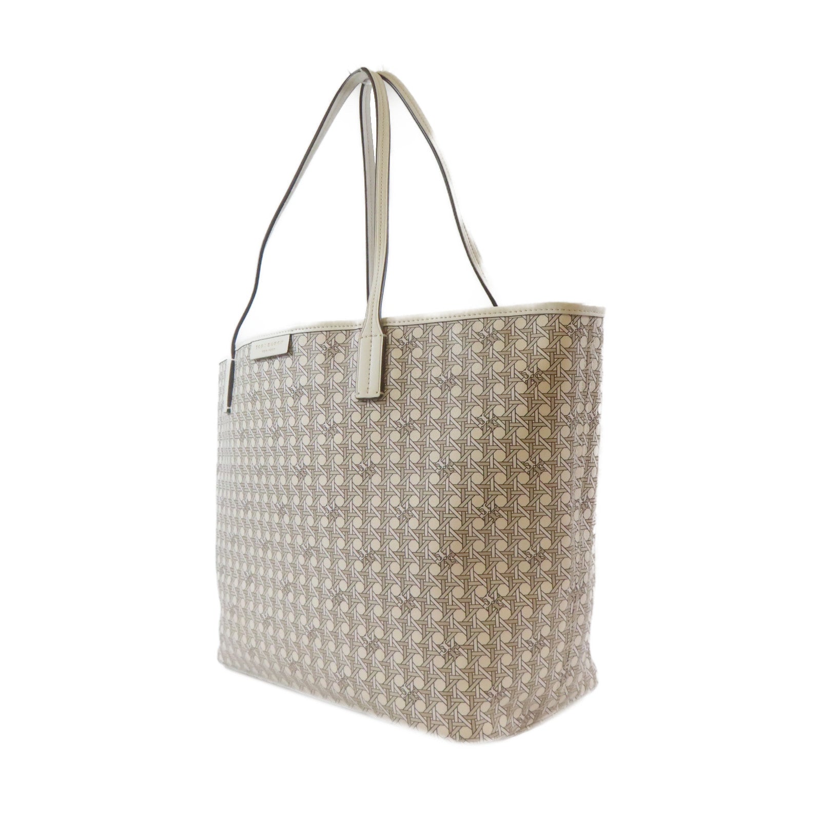 Tory Burch 塗層帆布Tote Bag金扣手挽袋米色