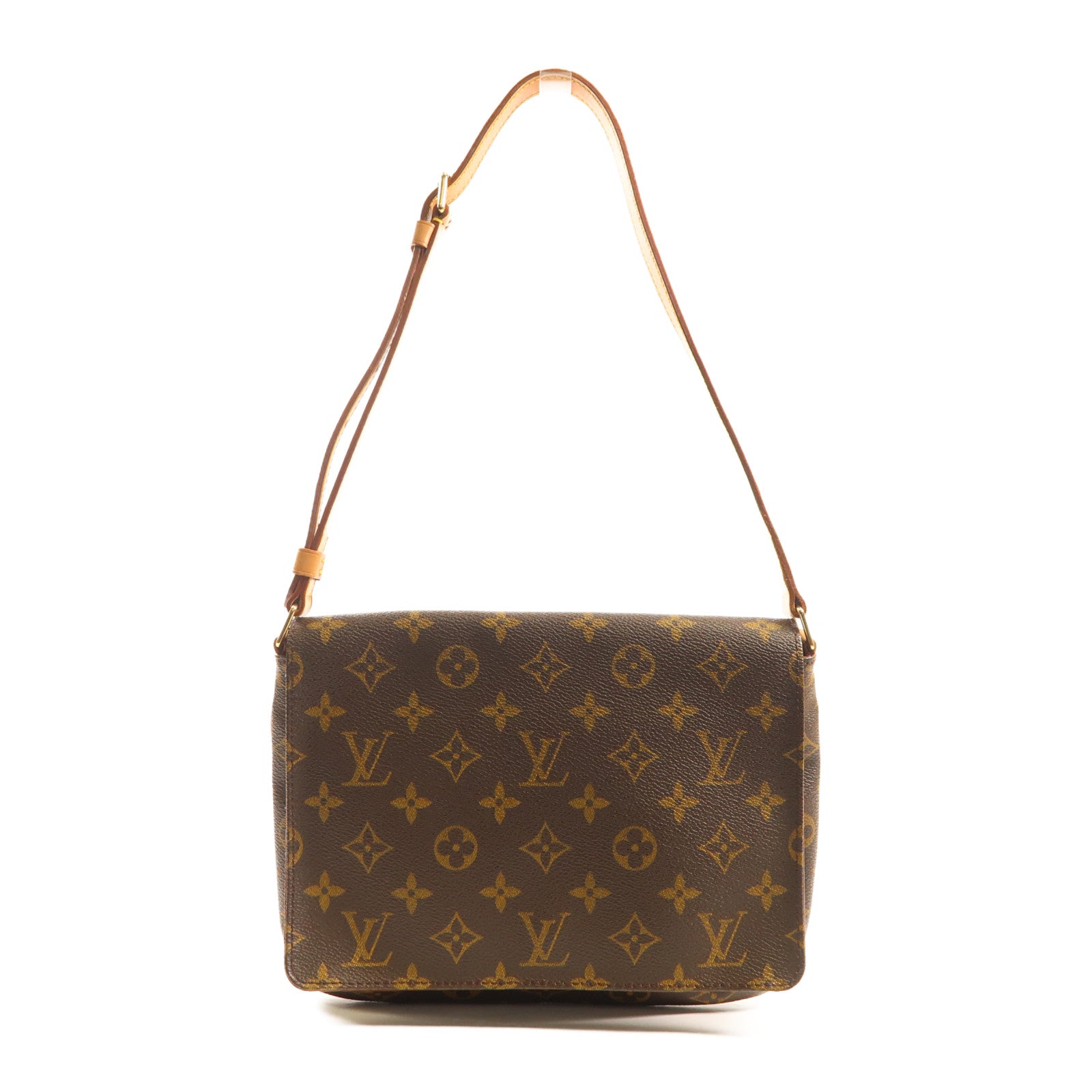 LOUIS VUITTON Monogram Musette Tango Short金扣肩背袋棕色