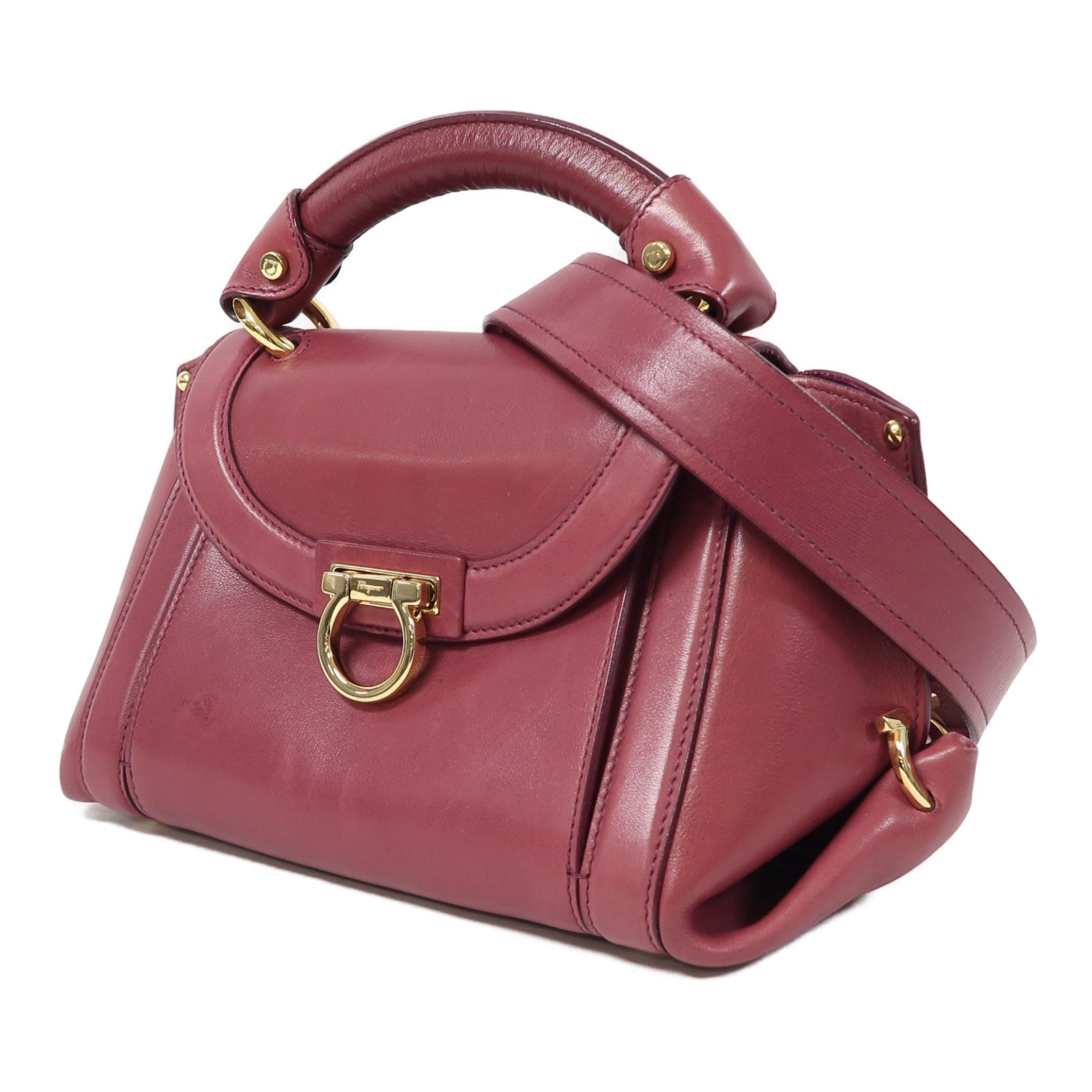Salvatore Ferragamo 牛皮皮革2 Way Shoulder金扣手挽肩背兩用袋粉紅色