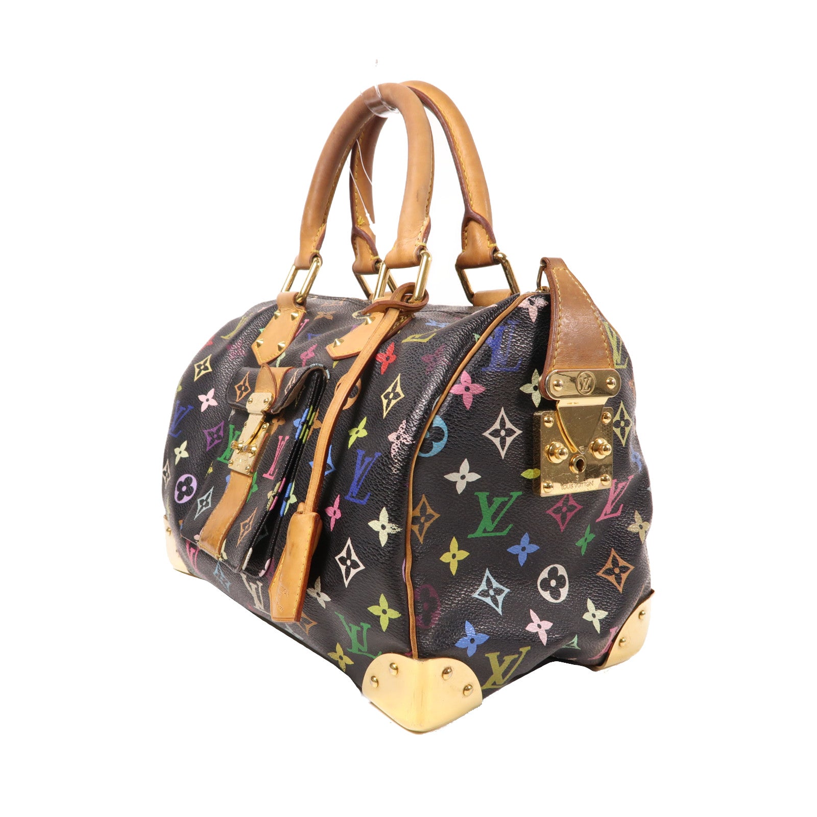 LOUIS VUITTON Monogram Multicolore Speedy 30金扣手挽袋黑色
