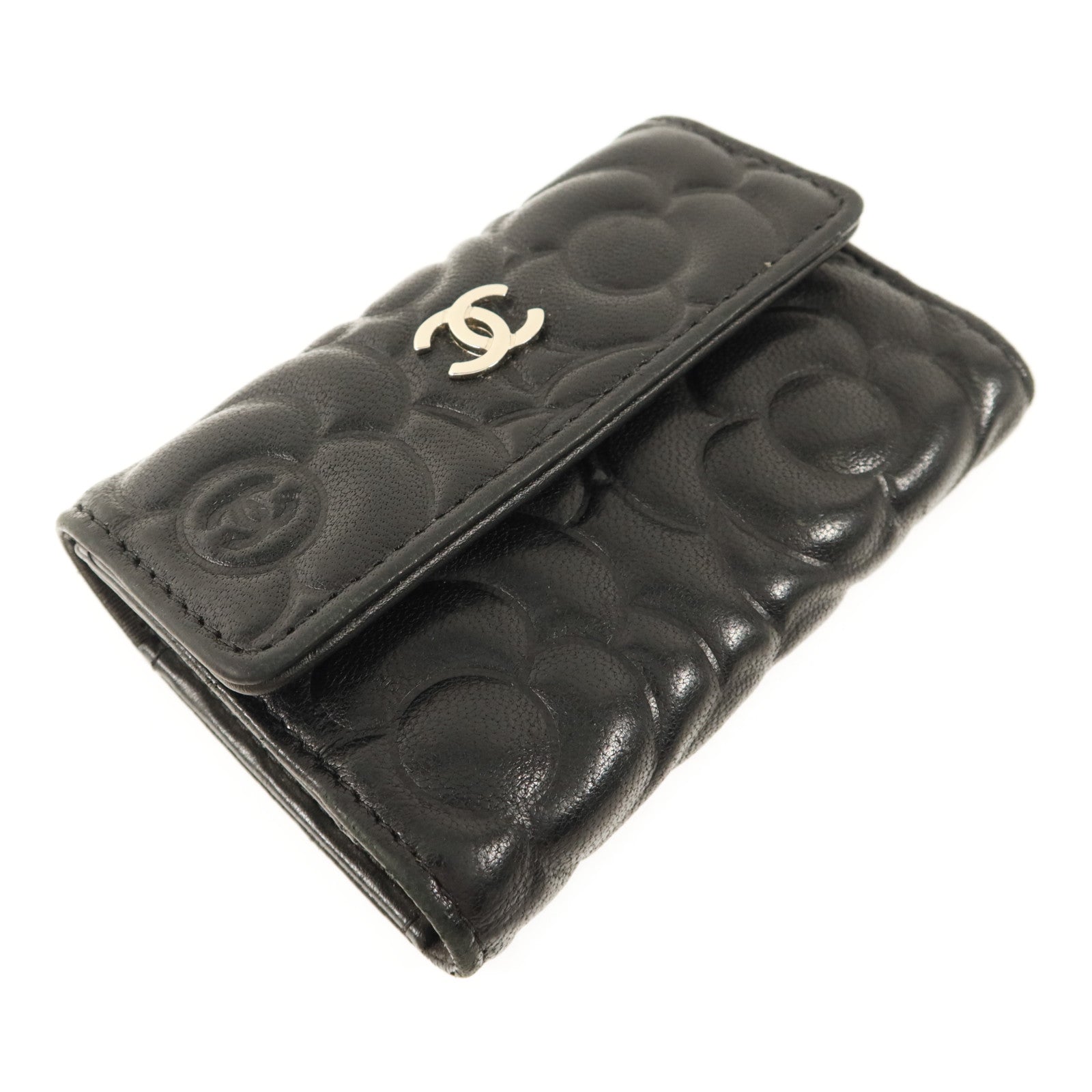 CHANEL 牛皮皮革Camellia Embossed Key Pouch鎖匙包