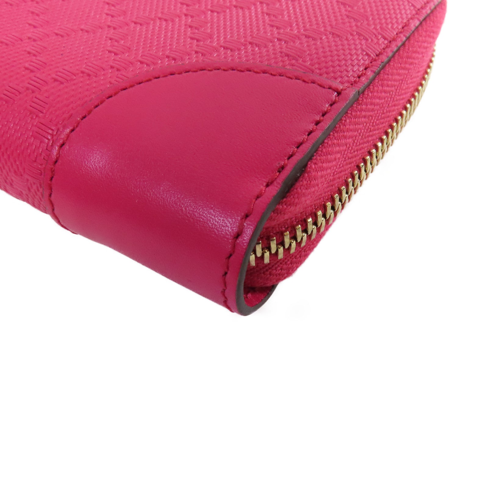 GUCCI 【激減優惠】塗層帆布Round Small Purse金扣拉鏈短錢包粉紅色