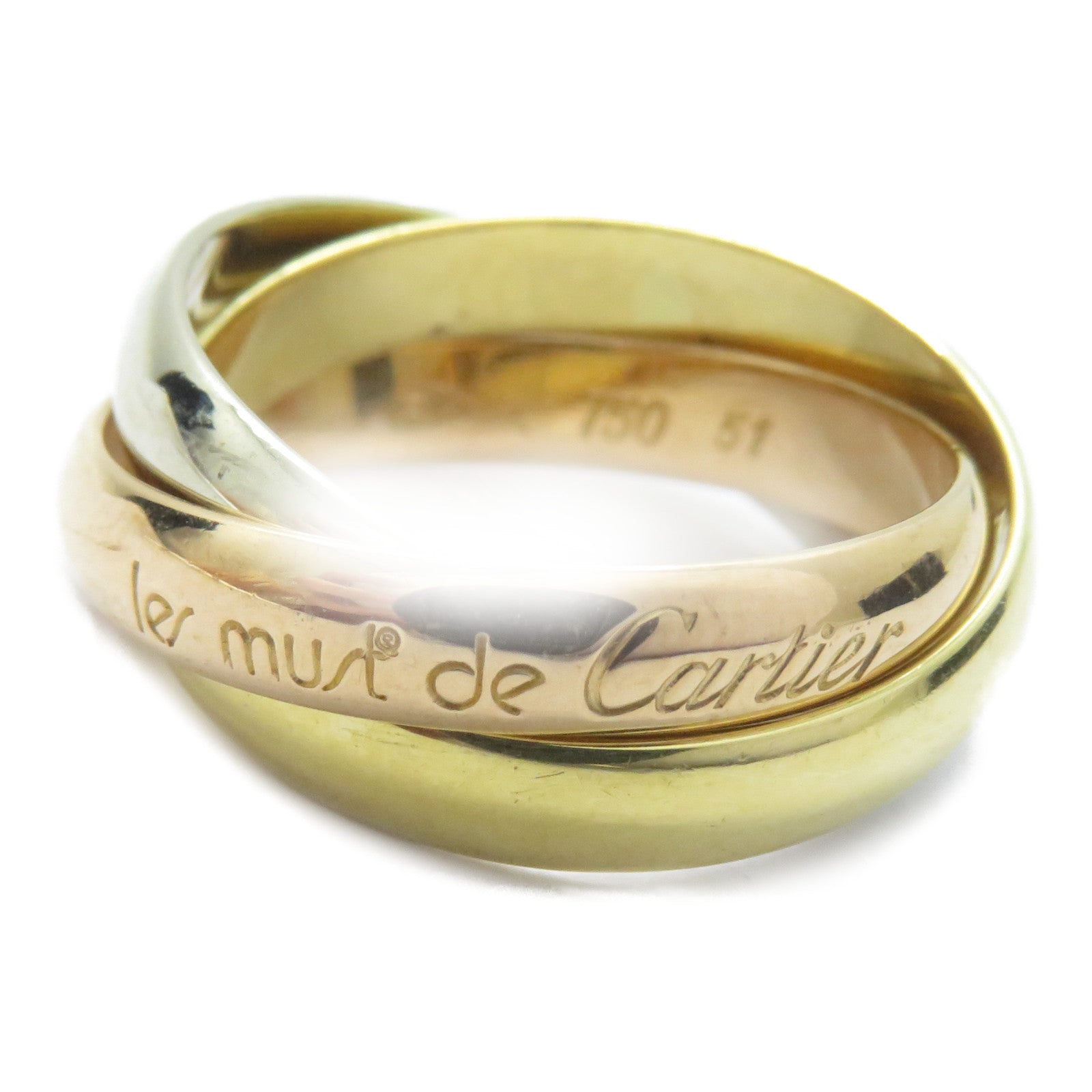 CARTIER 【激減優惠】18K黃金/白金/玫瑰金Trinity戒指Cartier#51/US#6