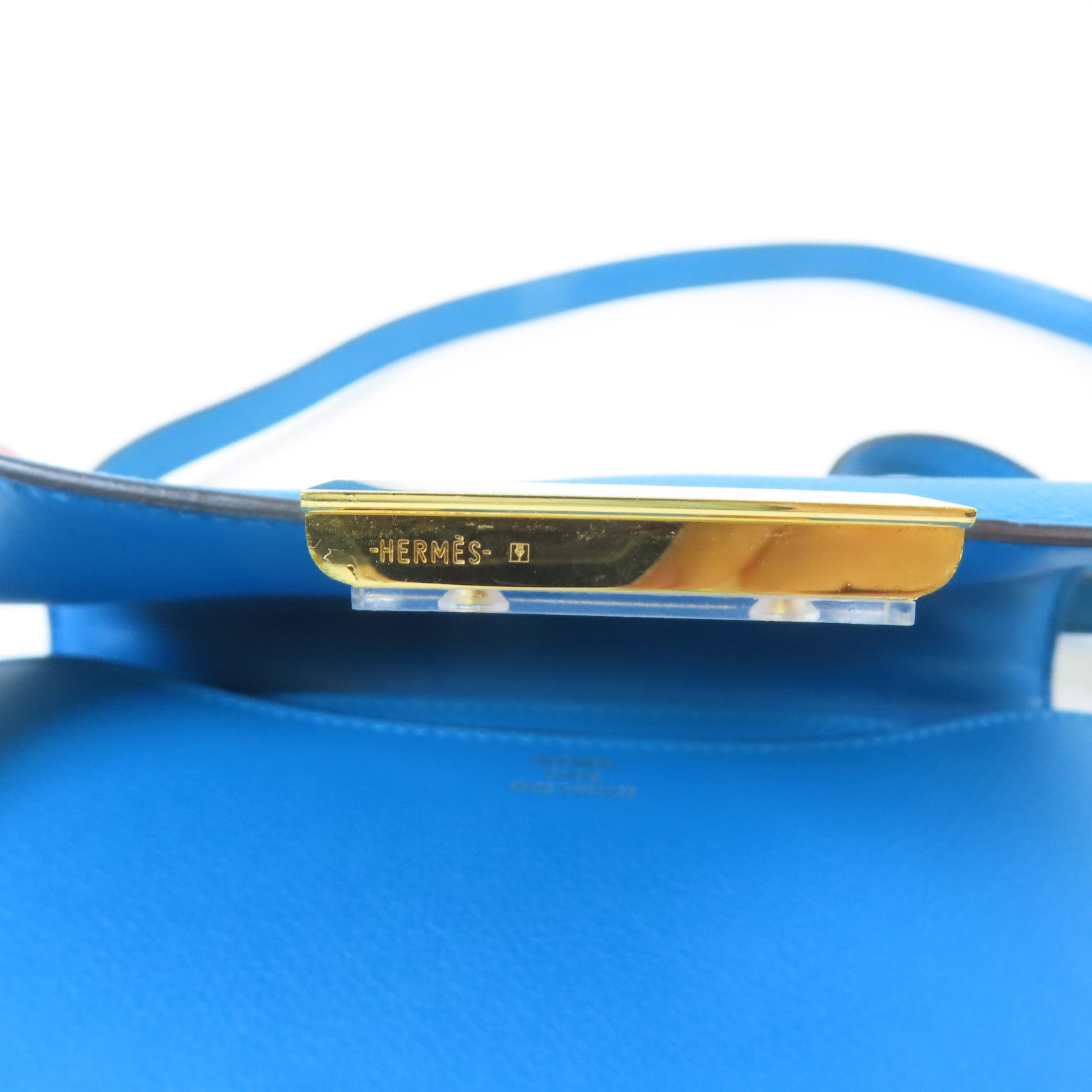 HERMES 【激減優惠】Evercolor皮革Constance Mini金扣肩背袋藍色