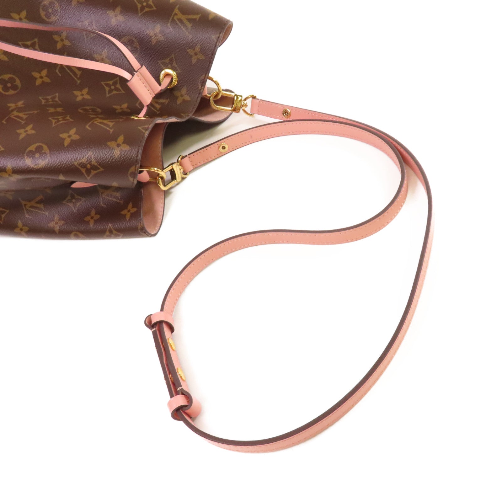 LOUIS VUITTON Monogram NeoNoe MM Shoulder Bag金扣肩背袋啡色/粉紅色