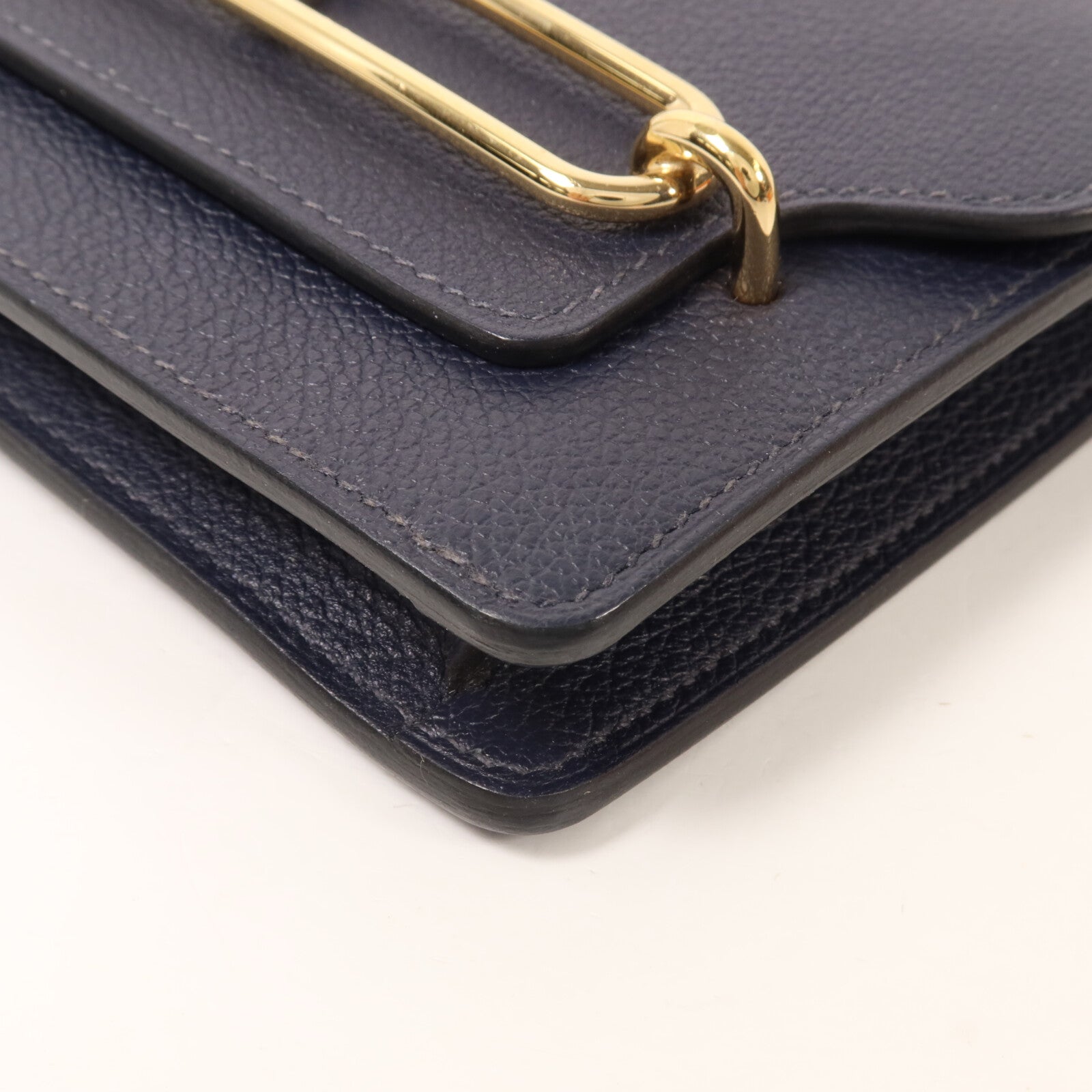 HERMES Evercolor皮革Roulis Slim Wallet錢包Bleu Nuit
