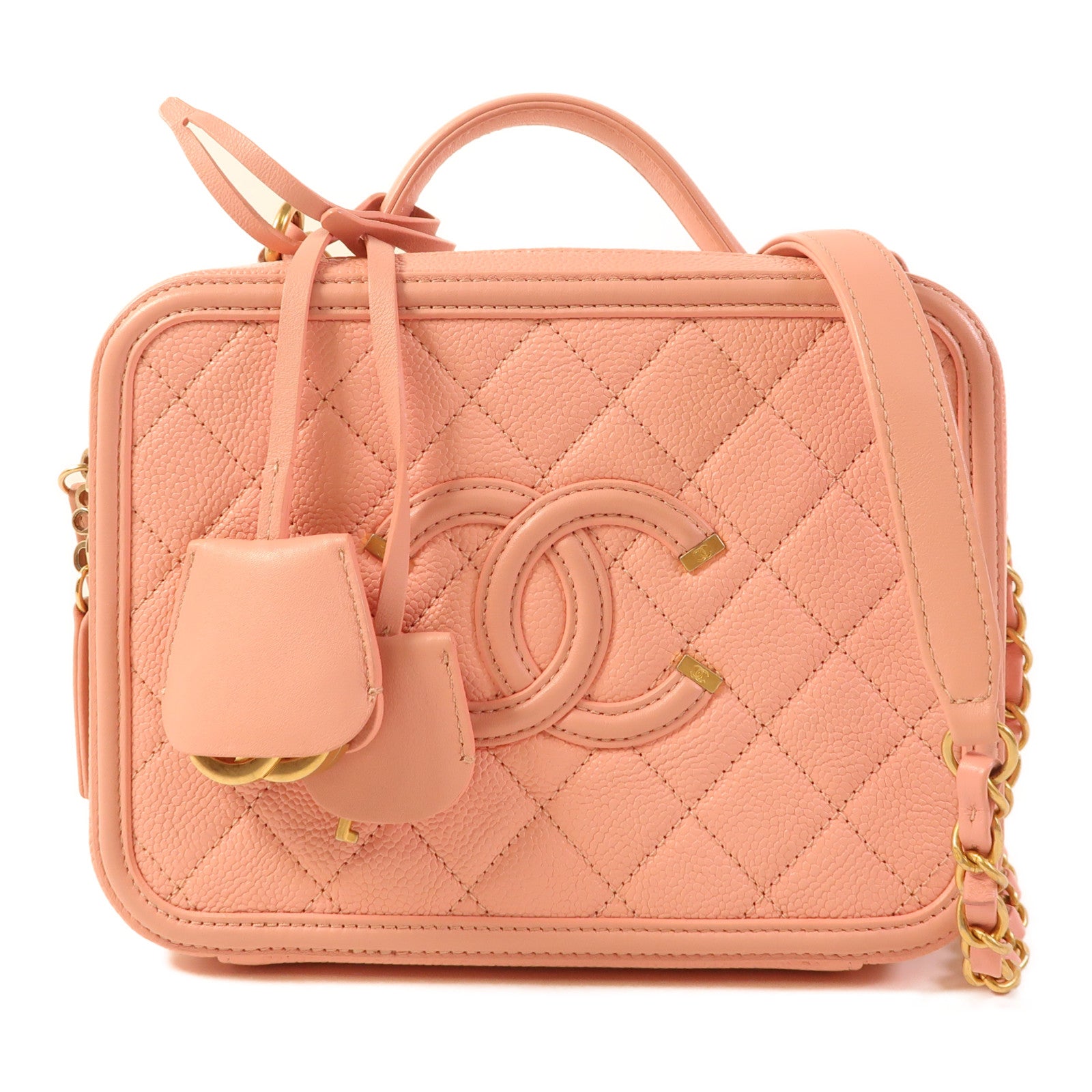 CHANEL 牛皮皮革Vanity Case金扣手挽肩背兩用袋