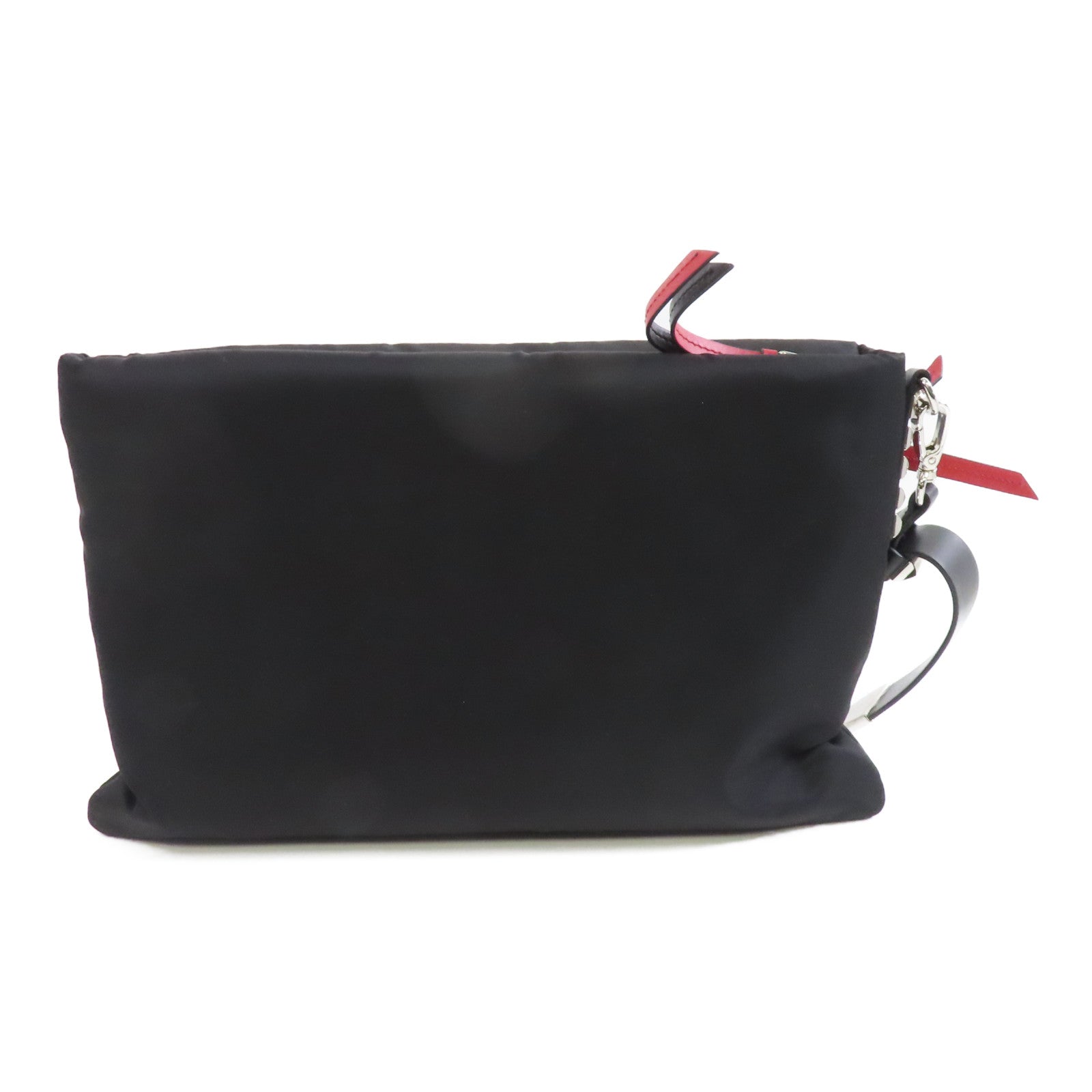 PRADA 尼龍Clutch銀扣手拿包黑色