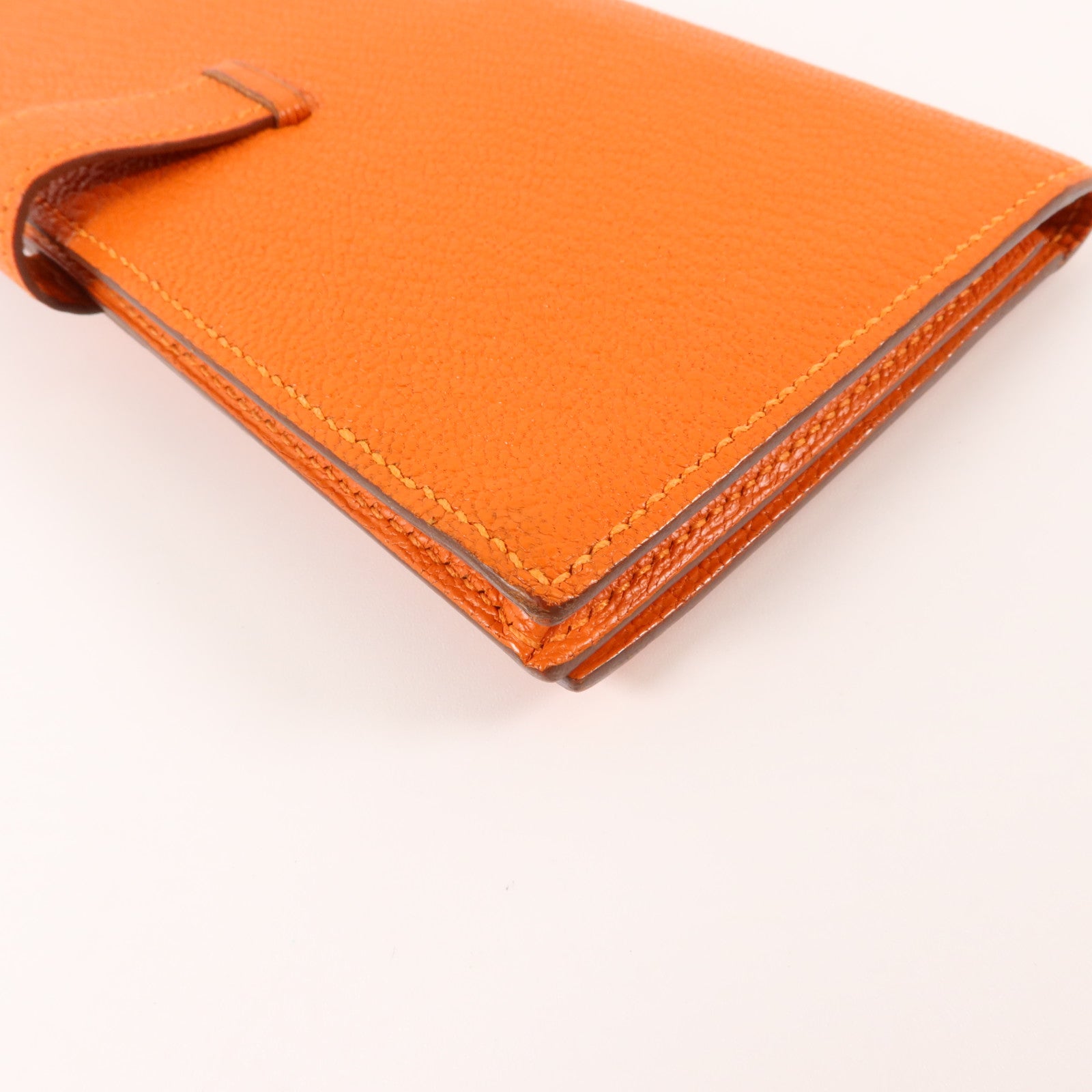 HERMES Chevre皮革Bearn Long Wallet長錢包Orange