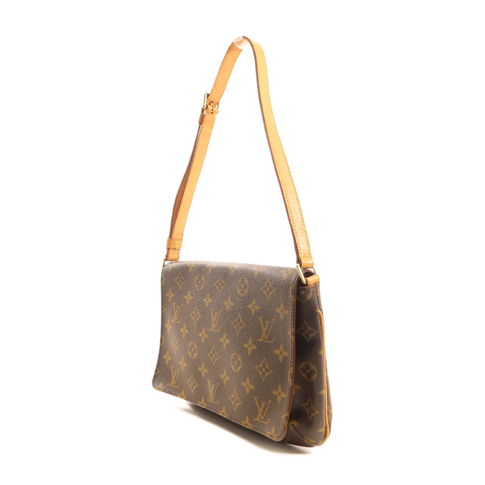 LOUIS VUITTON Monogram Musette Tango Short金扣肩背袋棕色